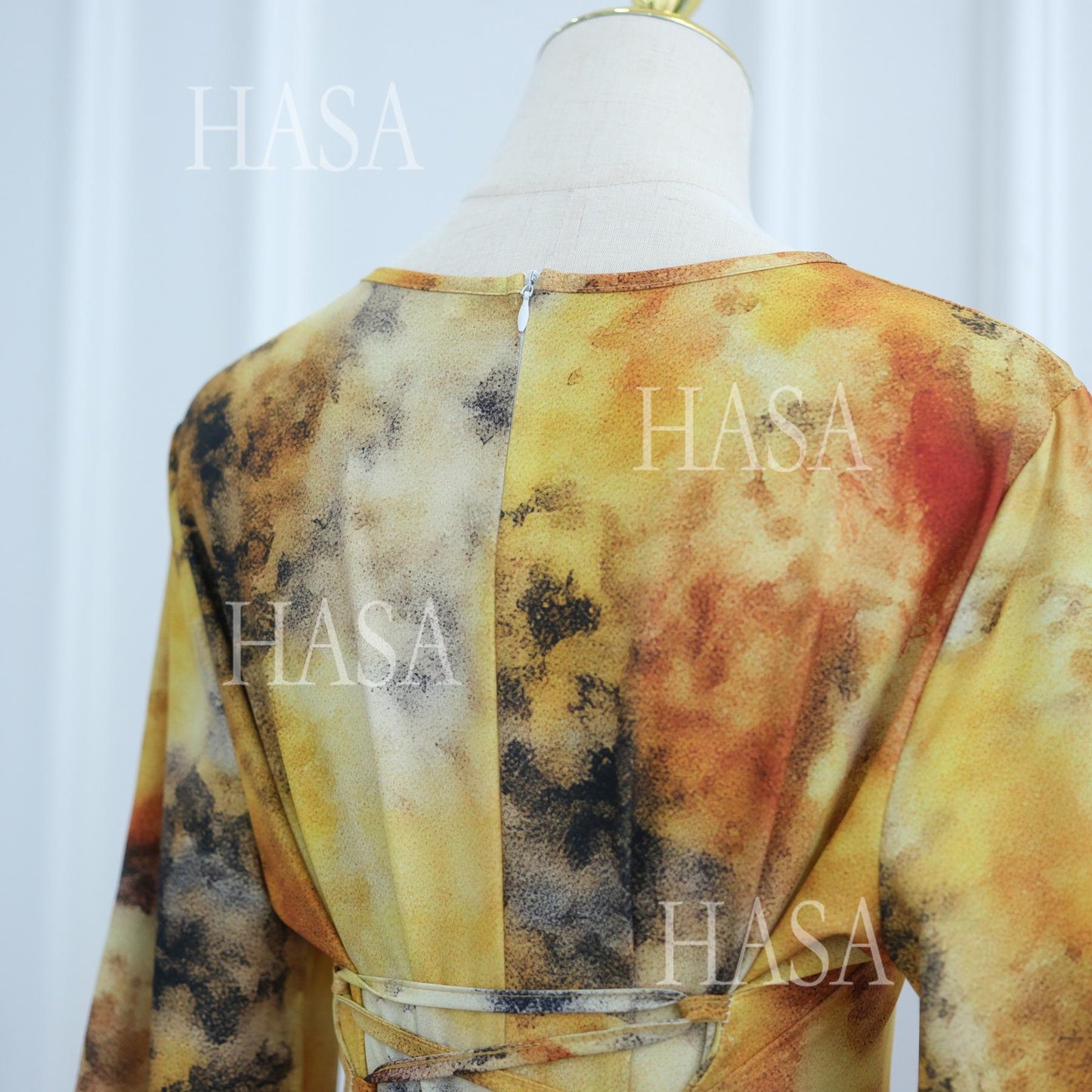 HS6550 Elegant Printed Abaya with Long Sleeves