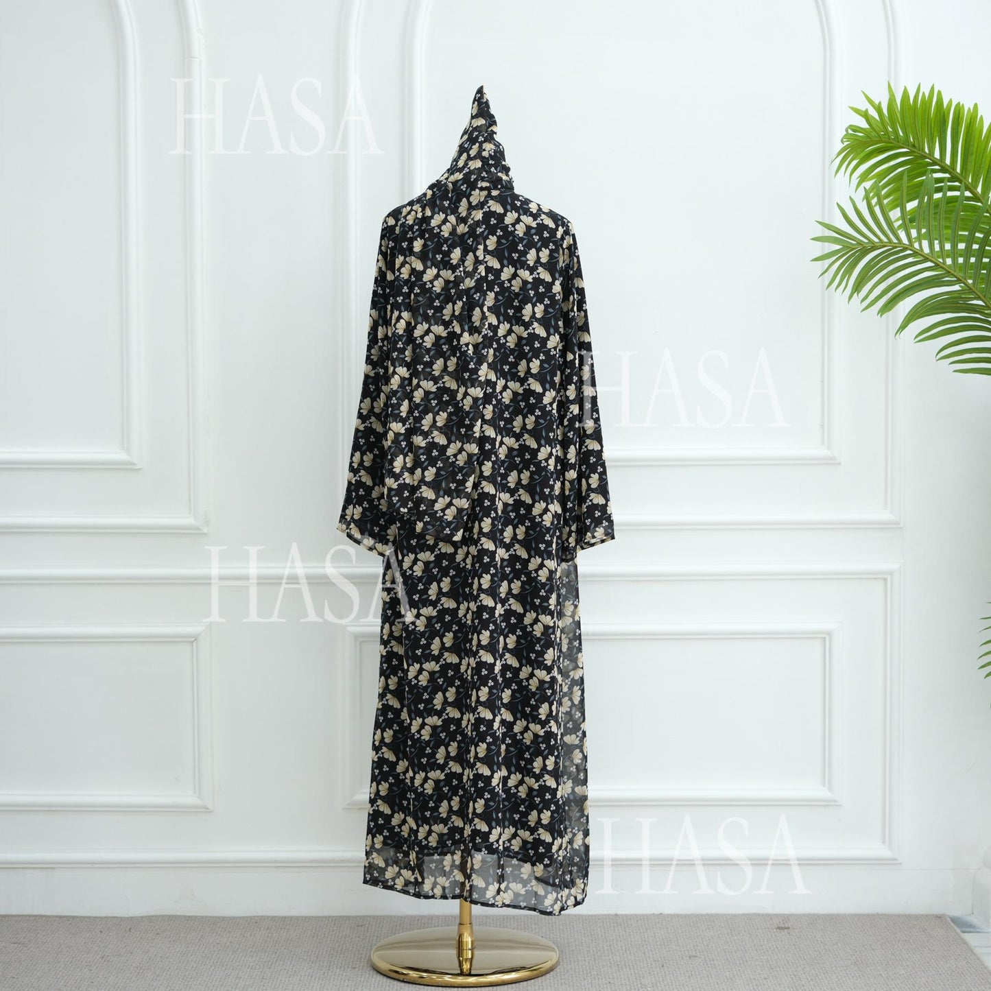 HS6515 Summer Printed Chiffon Jacket and Headscarf Two-Piece Set