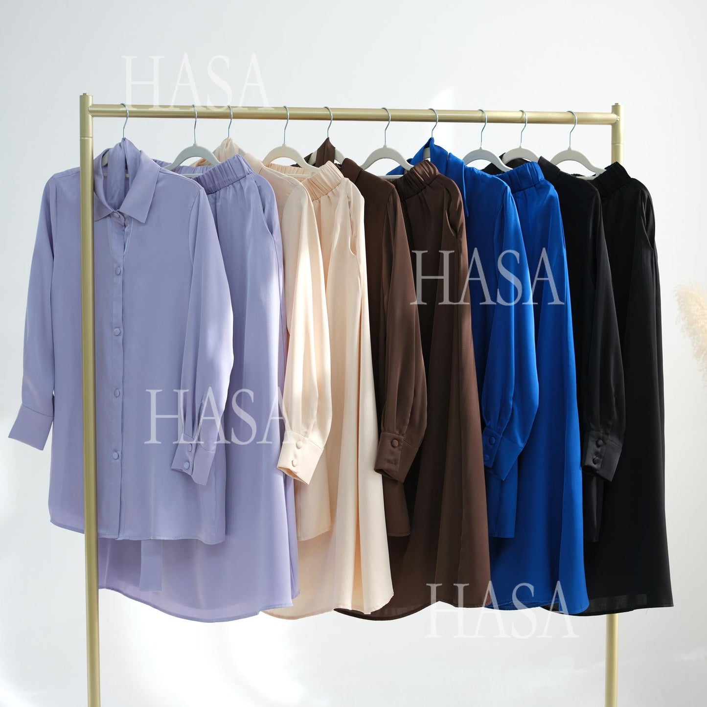HS5874 Gentle Lace-up Two-piece Suit, Simple Texture, First Choice for Daily Wear abaya girl