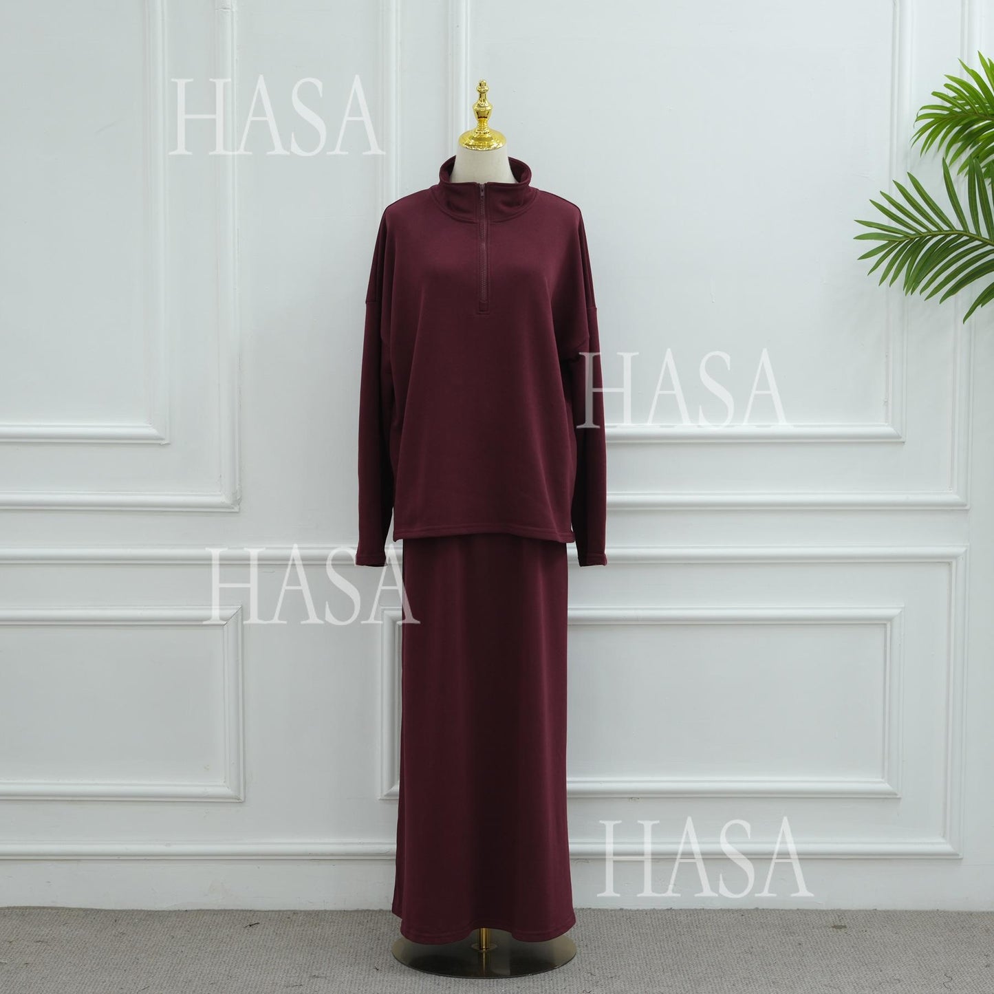 HASA HS6783 Cool Streetwear Maxi Skirt and Loose Top Set