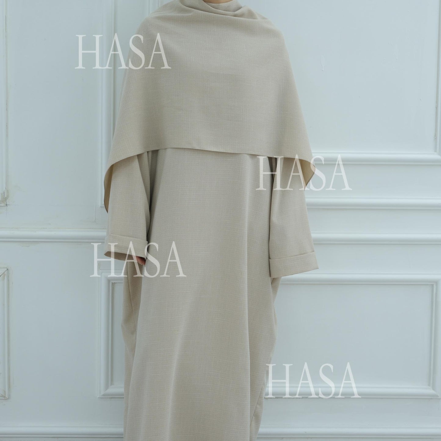 HS6577 Women's Solid Color Two-piece Long Skirt with Shawl Abaya