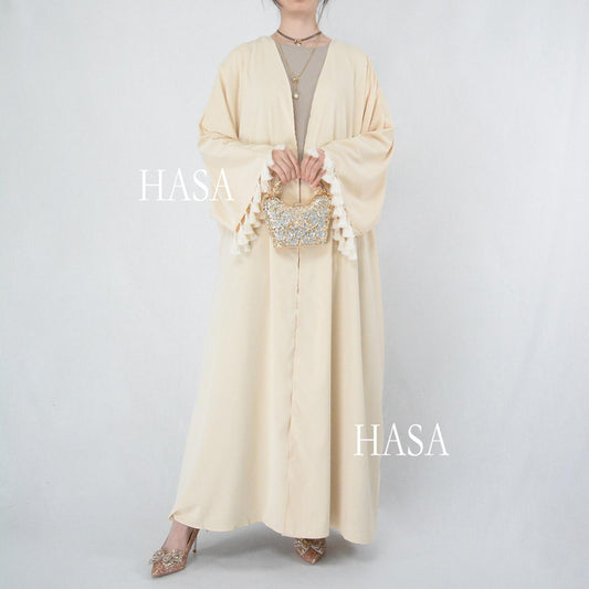 HS6326 Soft Drape Summer Cover-Up with Tassel Trim Sleeves
