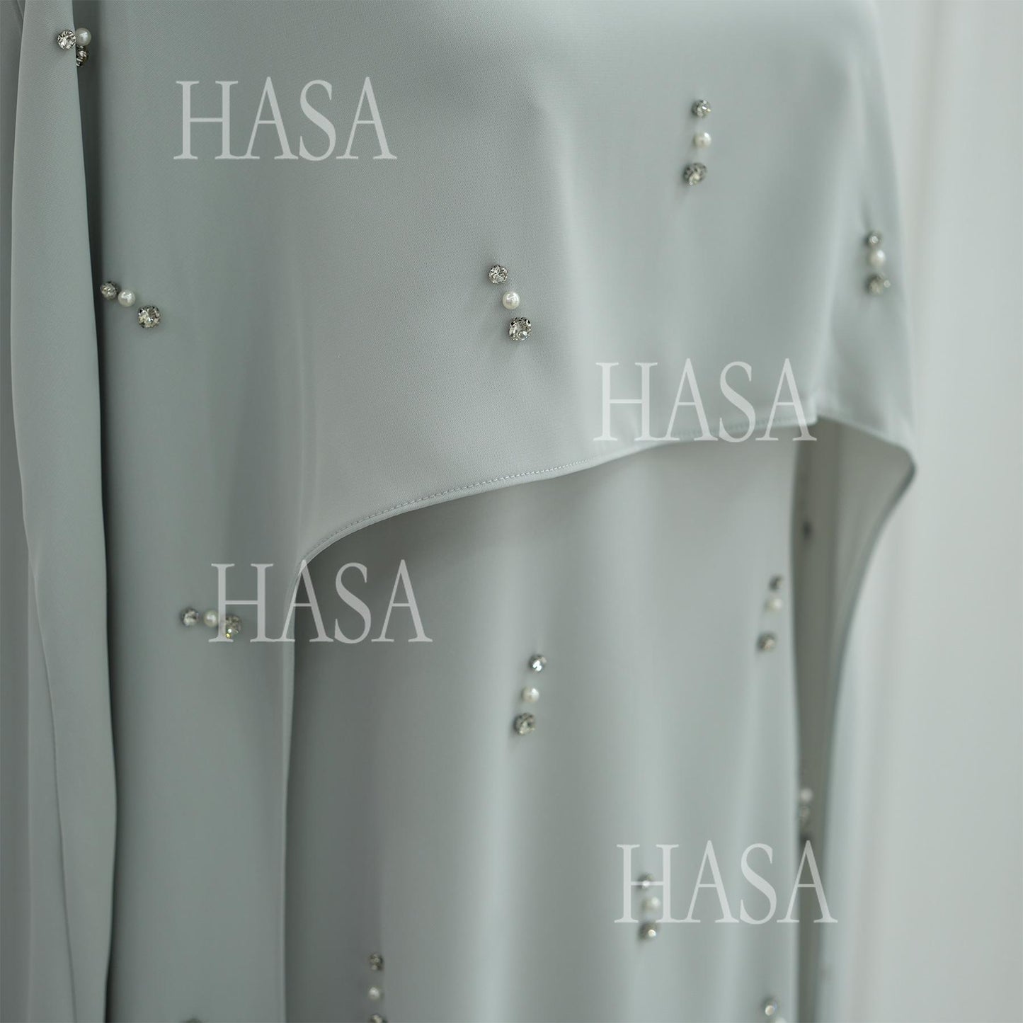 HS6505 Solid color beaded long dress with fake two-piece design