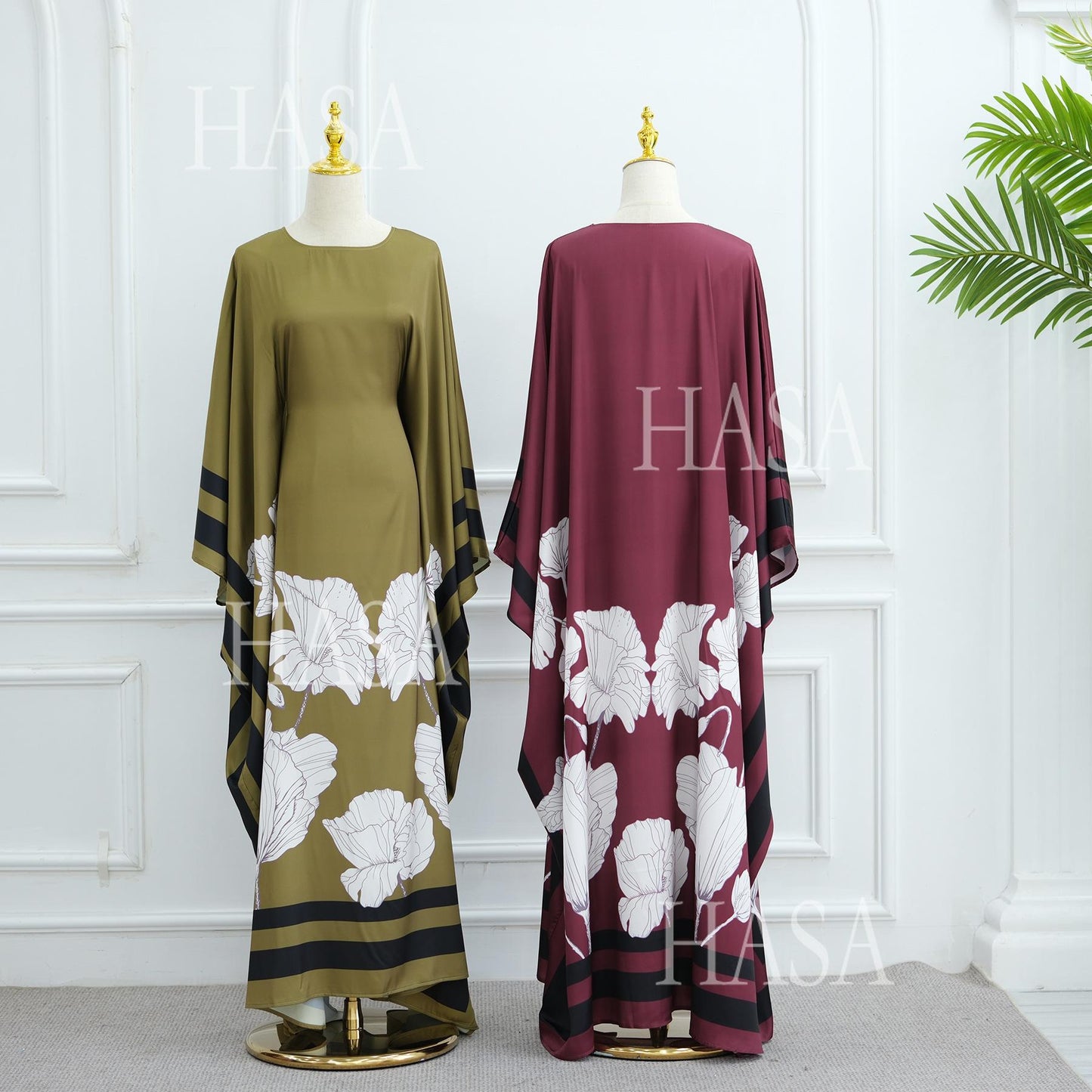 HS6556 Colorblock Print Cardigan Robe Dress
