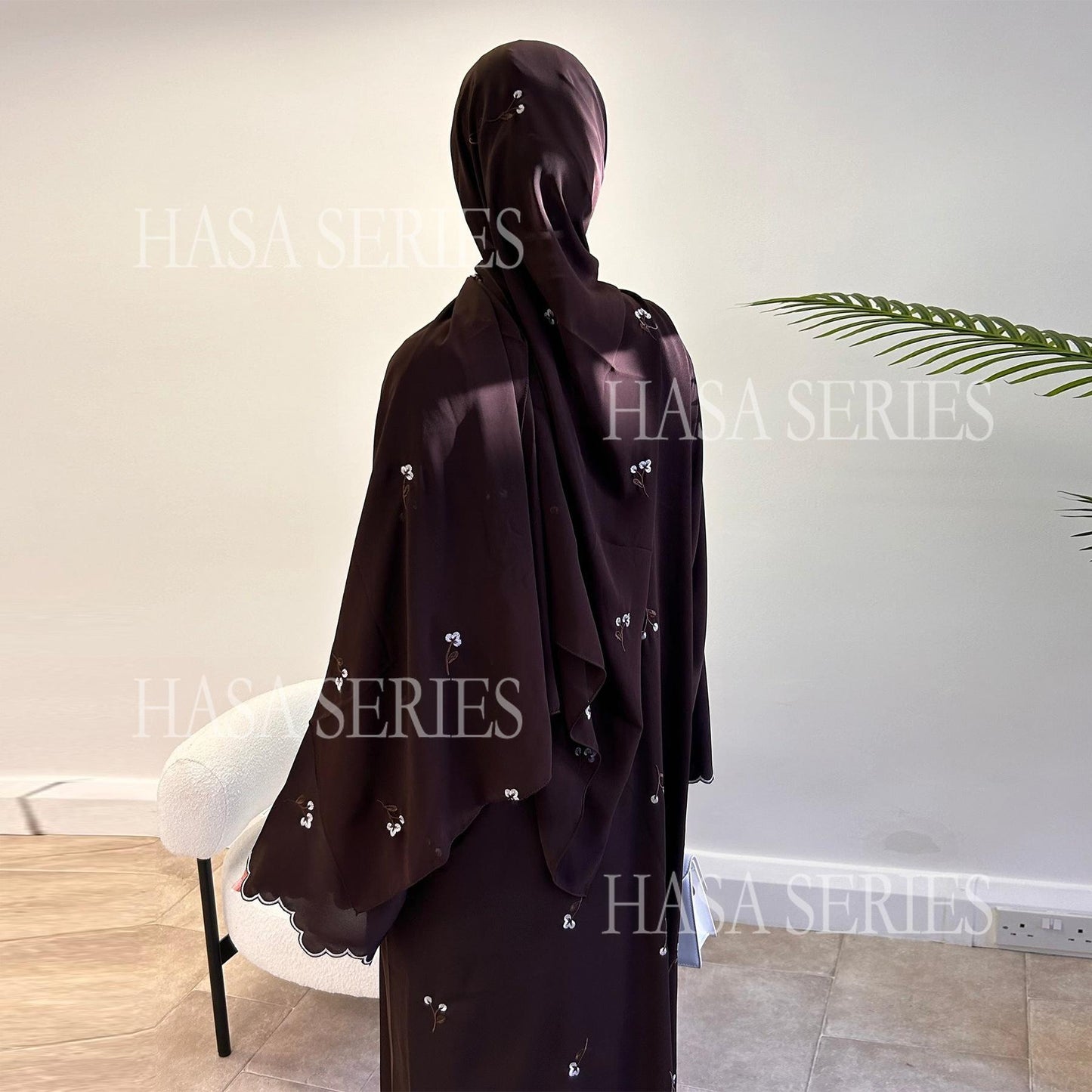 HASASERIES HS6682 Embroidered Floral Pattern Long Cardigan