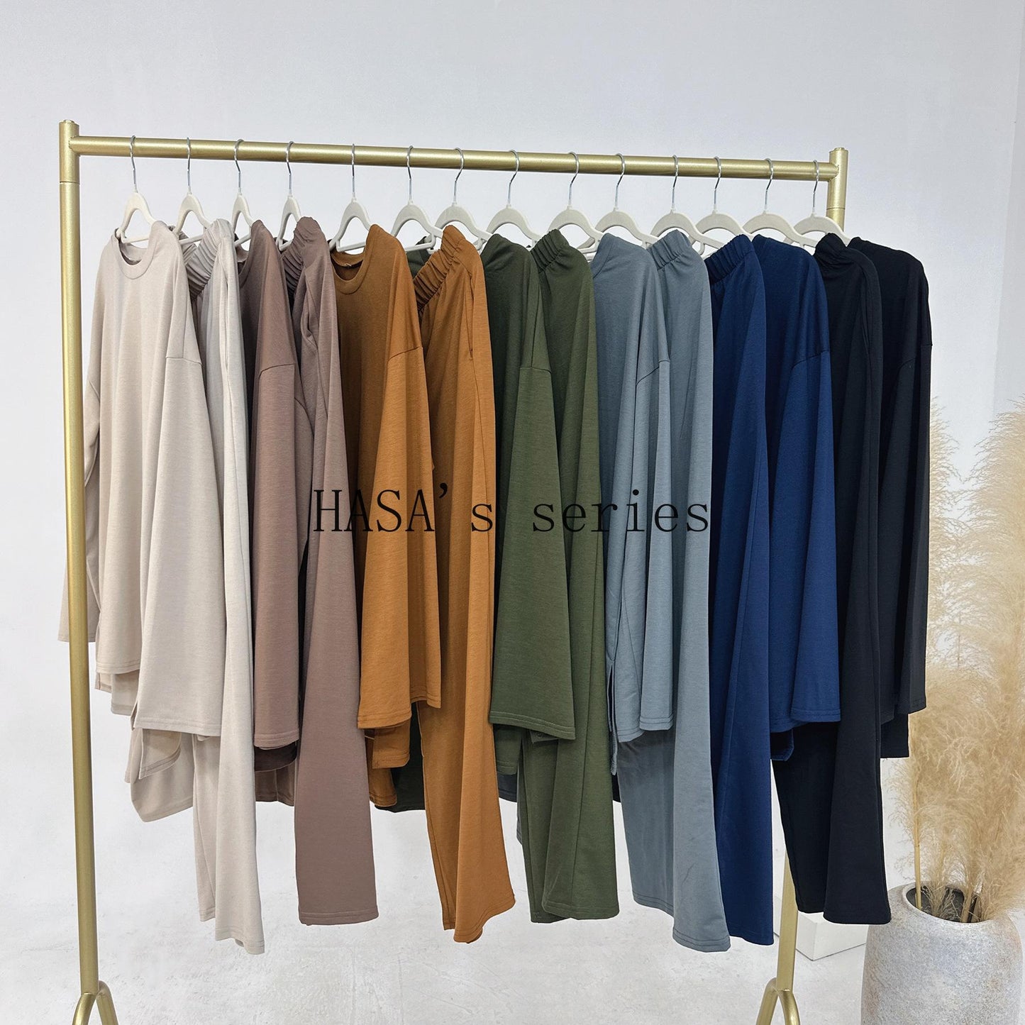 HS5488 Fashionable and Comfortable Loose Two-piece Suit - Simple Solid Color Design two  piece co  ords