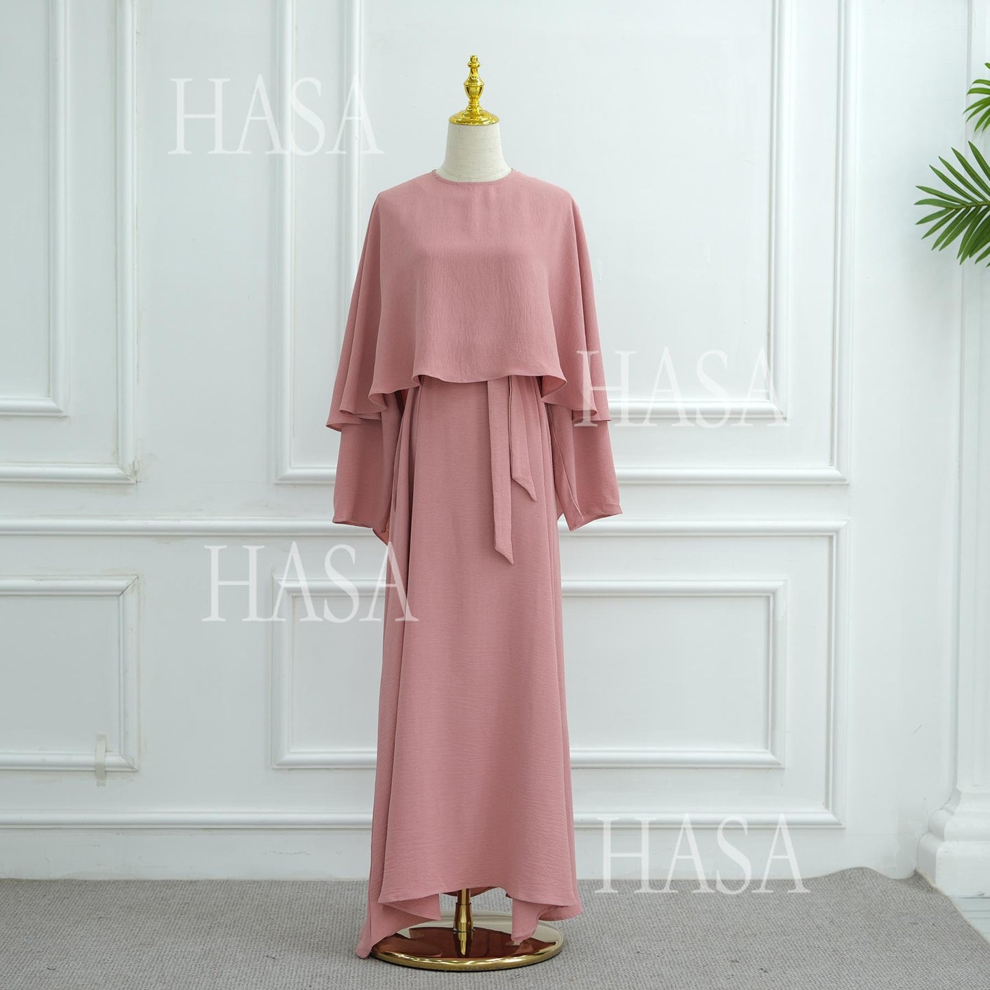 HS6532 Slim-fit waist cape robe two-piece set