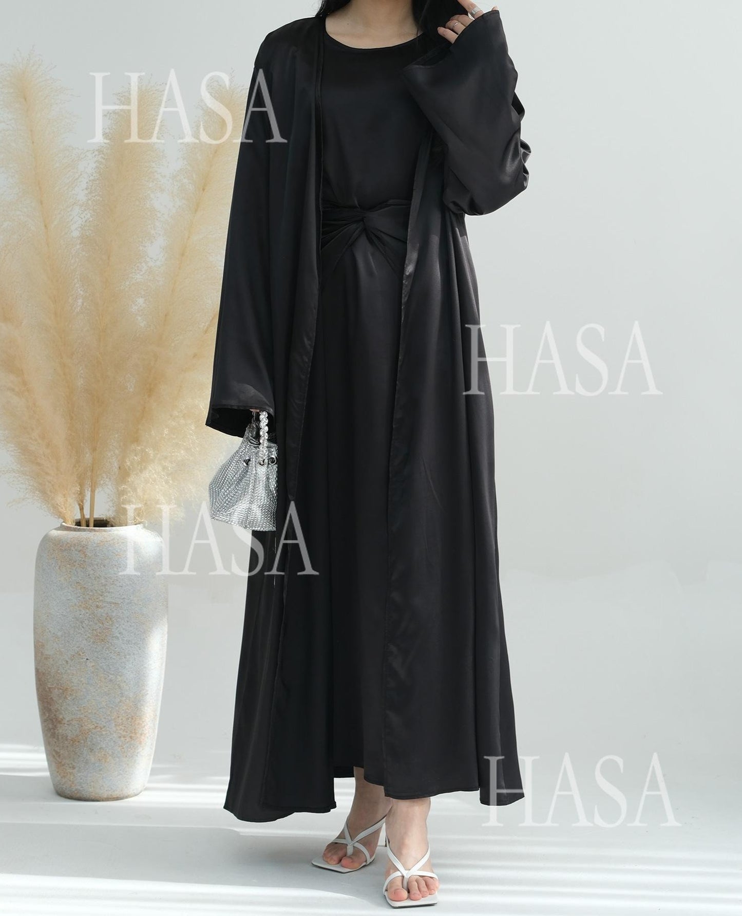 HS6581 Solid color three-piece women's long skirt suit