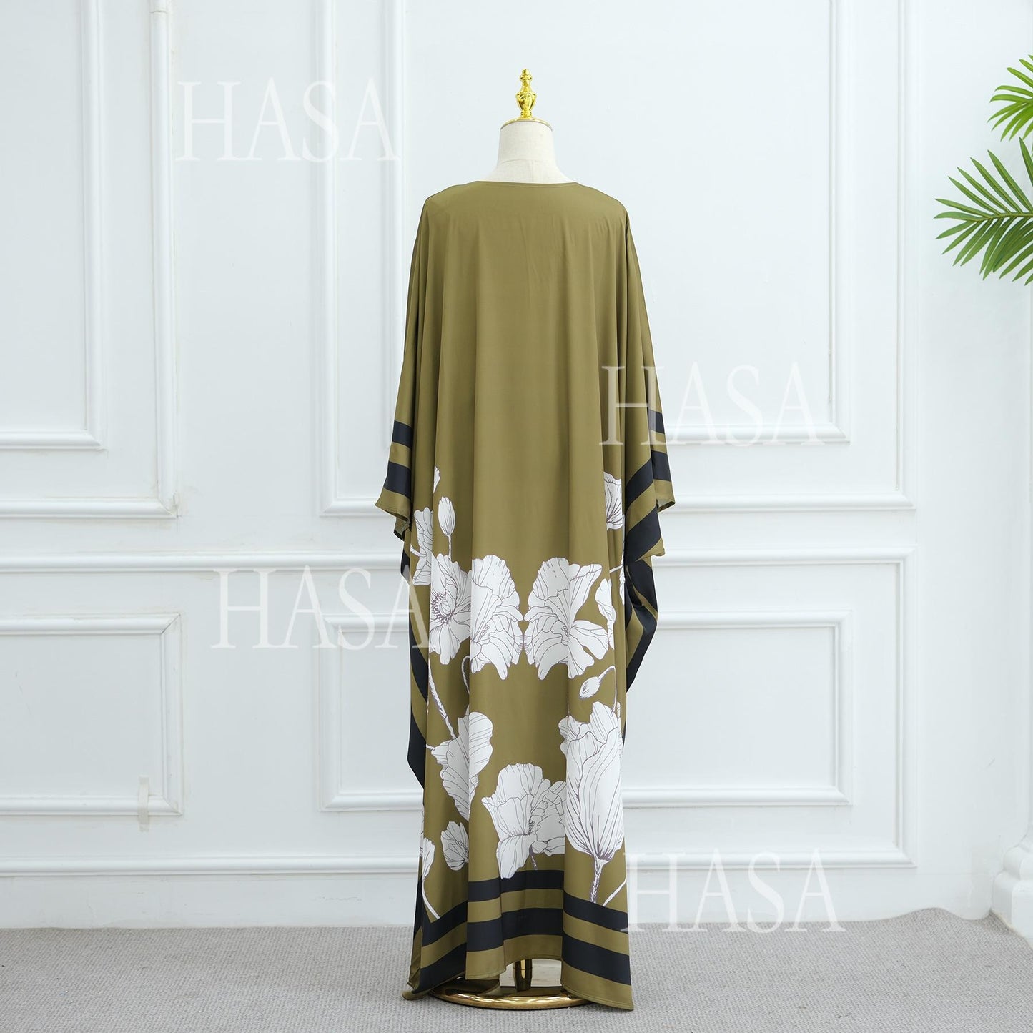 HS6556 Colorblock Print Cardigan Robe Dress
