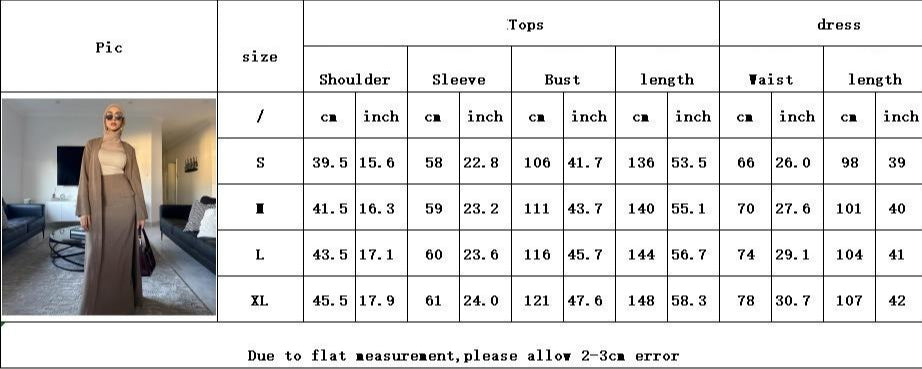 HS6607 Fashion Solid Color Cardigan with Skirt Two-piece Set