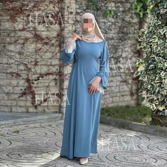 HASA's series HS6507 Simple style spliced lace robe dress (headscarf not included)