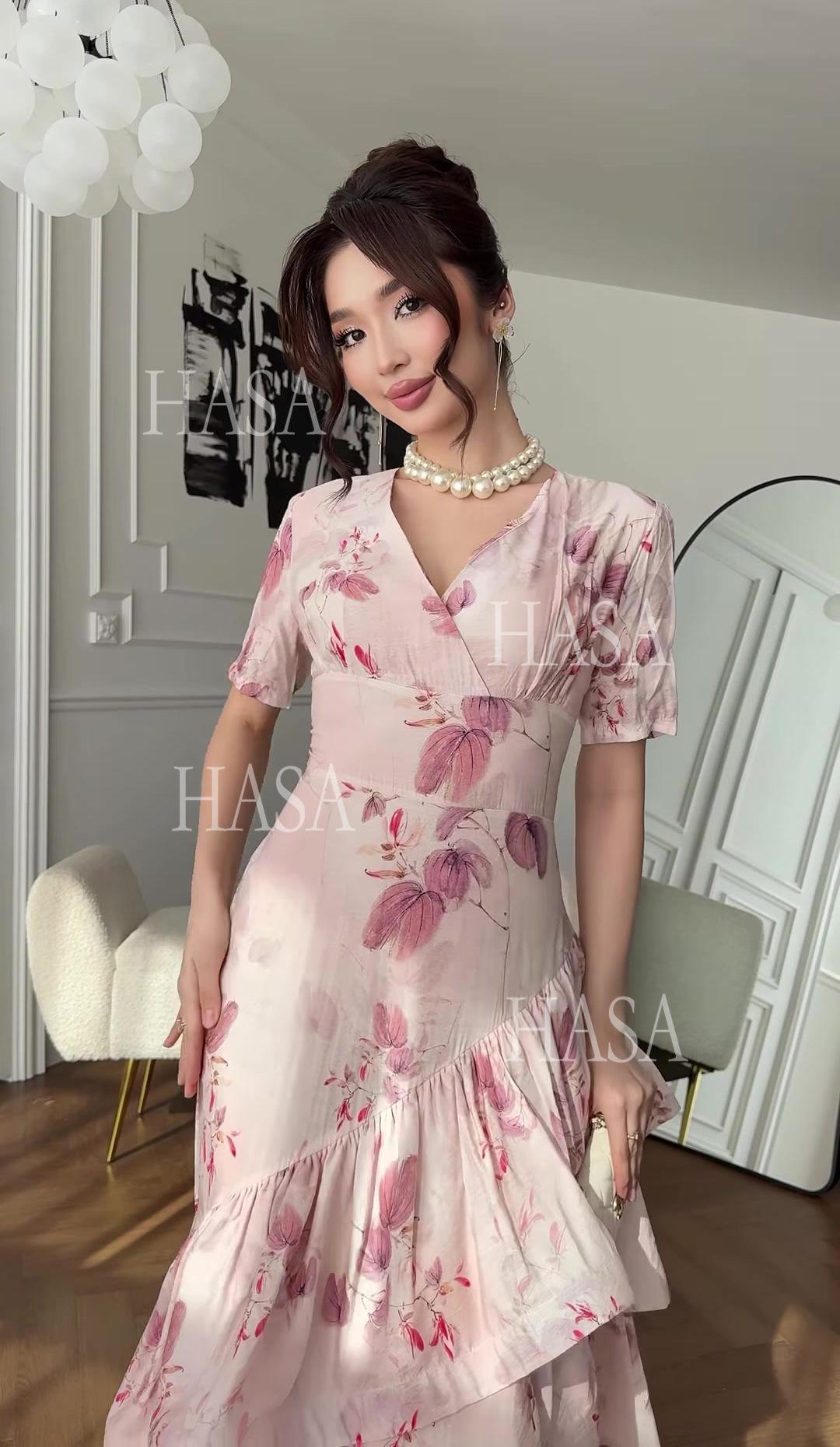 HS6747 Soft Girl Inspired Flowing Maxi Dress