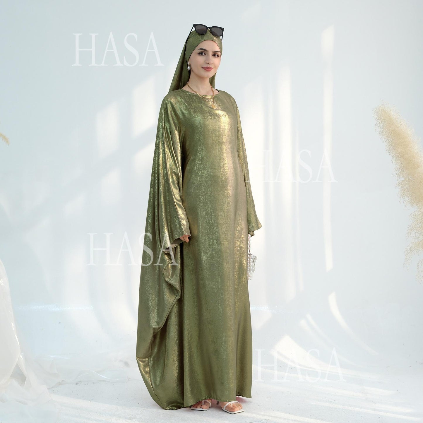 HS5879 Light-sensing Two-piece Dress | with Headscarf Design, The Overall Matching Is More Worry-free