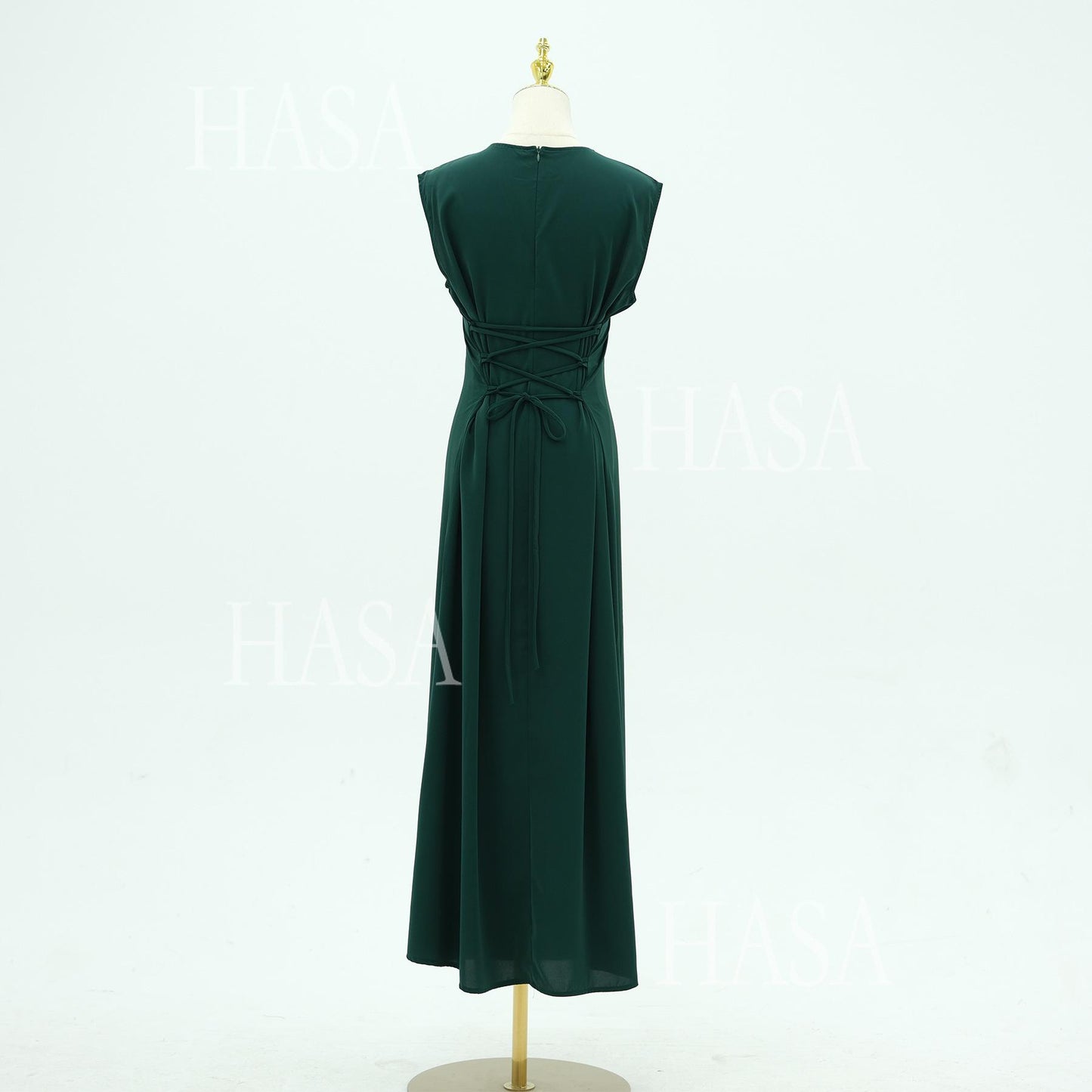 HS6470 Sleeveless Long Dress with Adjustable Back Lacing