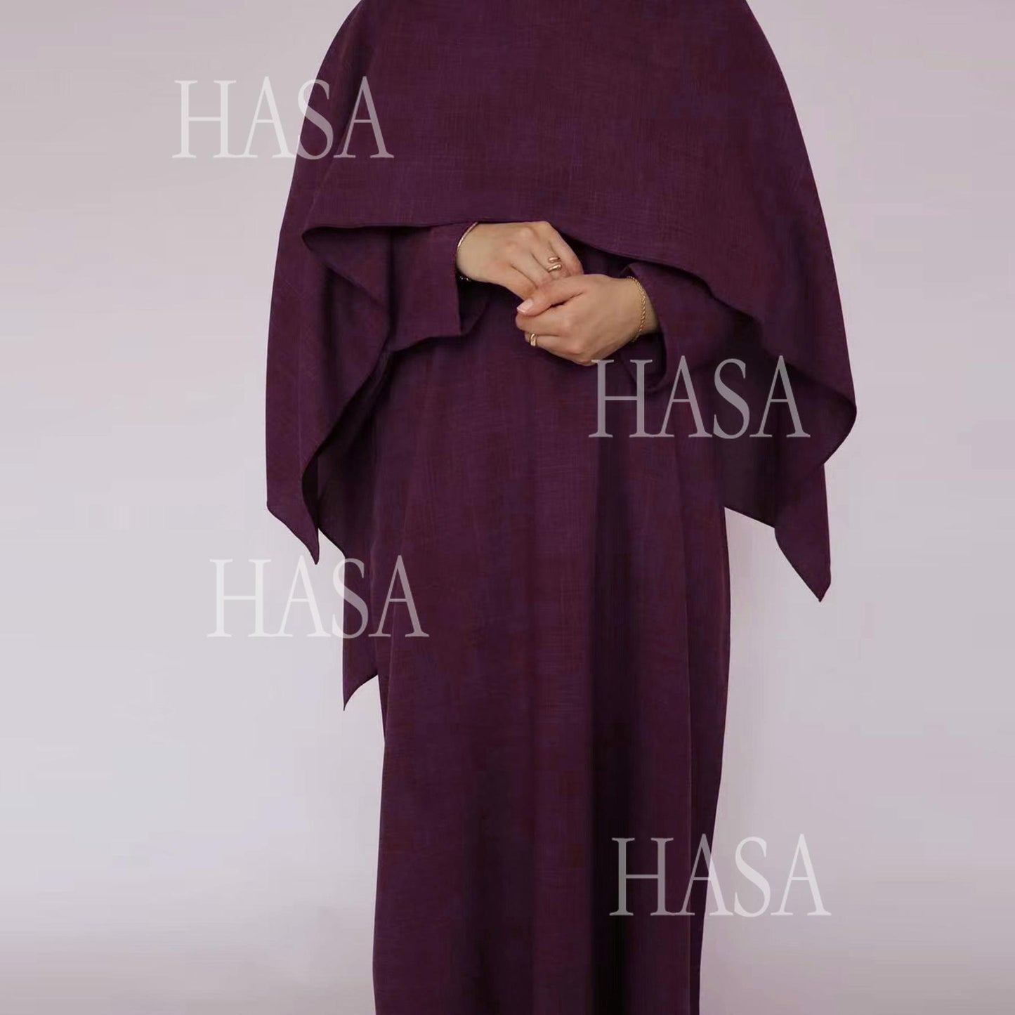 HS6577 Women's Solid Color Two-piece Long Skirt with Shawl Abaya