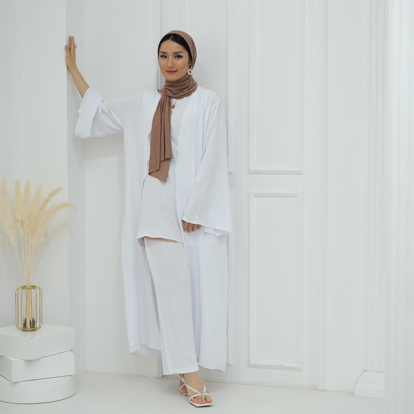 HS5107 Classic Solid Color Three-piece Suit - Loose Long Design Combination