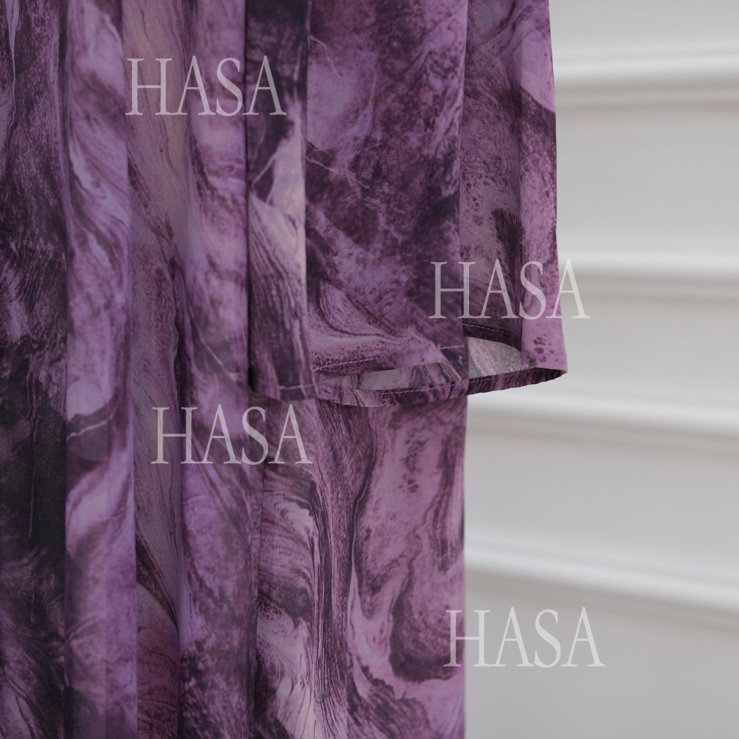 HS6551 Printed Abaya Cardigan with Matching Scarf Two-Piece Set
