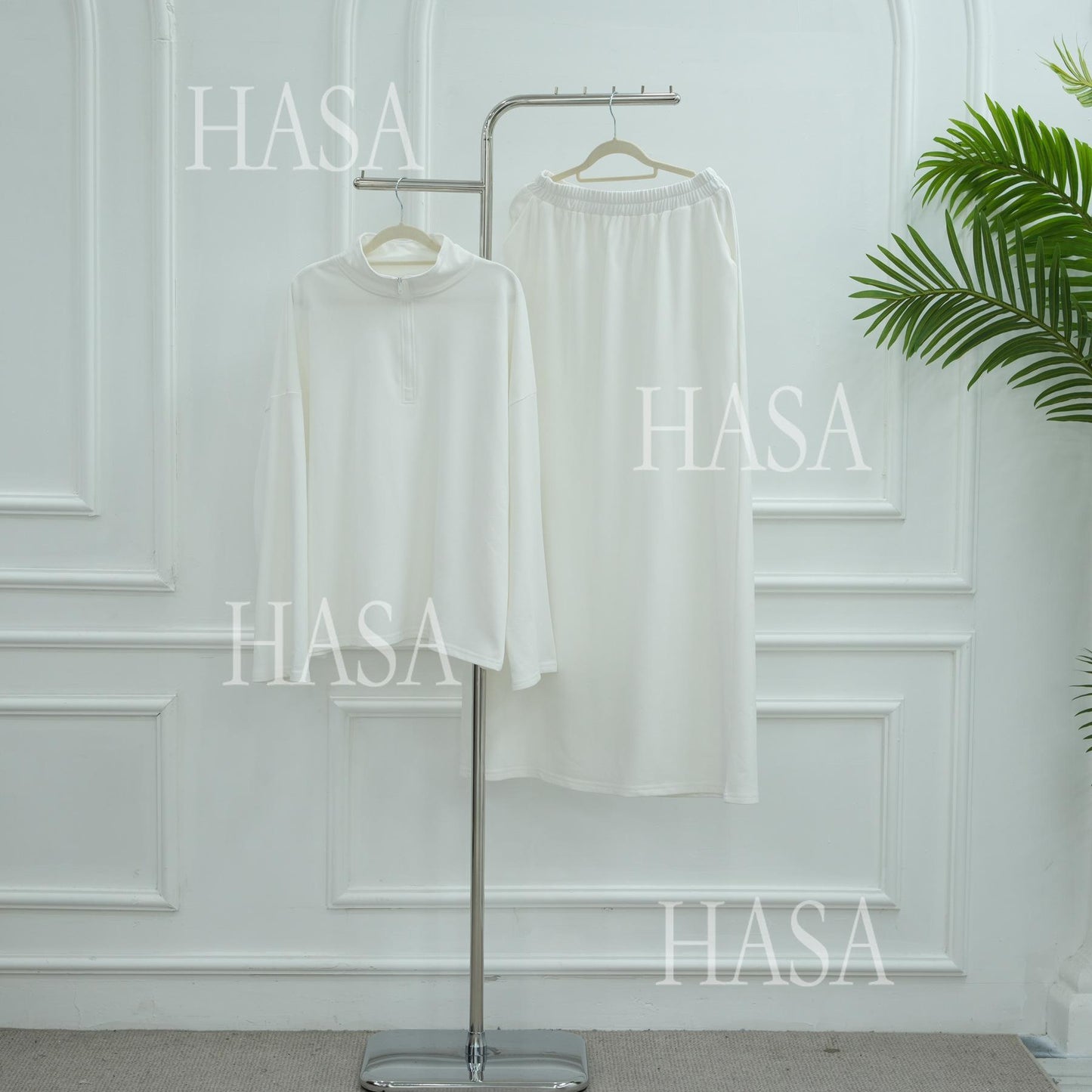 HASA HS6783 Cool Streetwear Maxi Skirt and Loose Top Set
