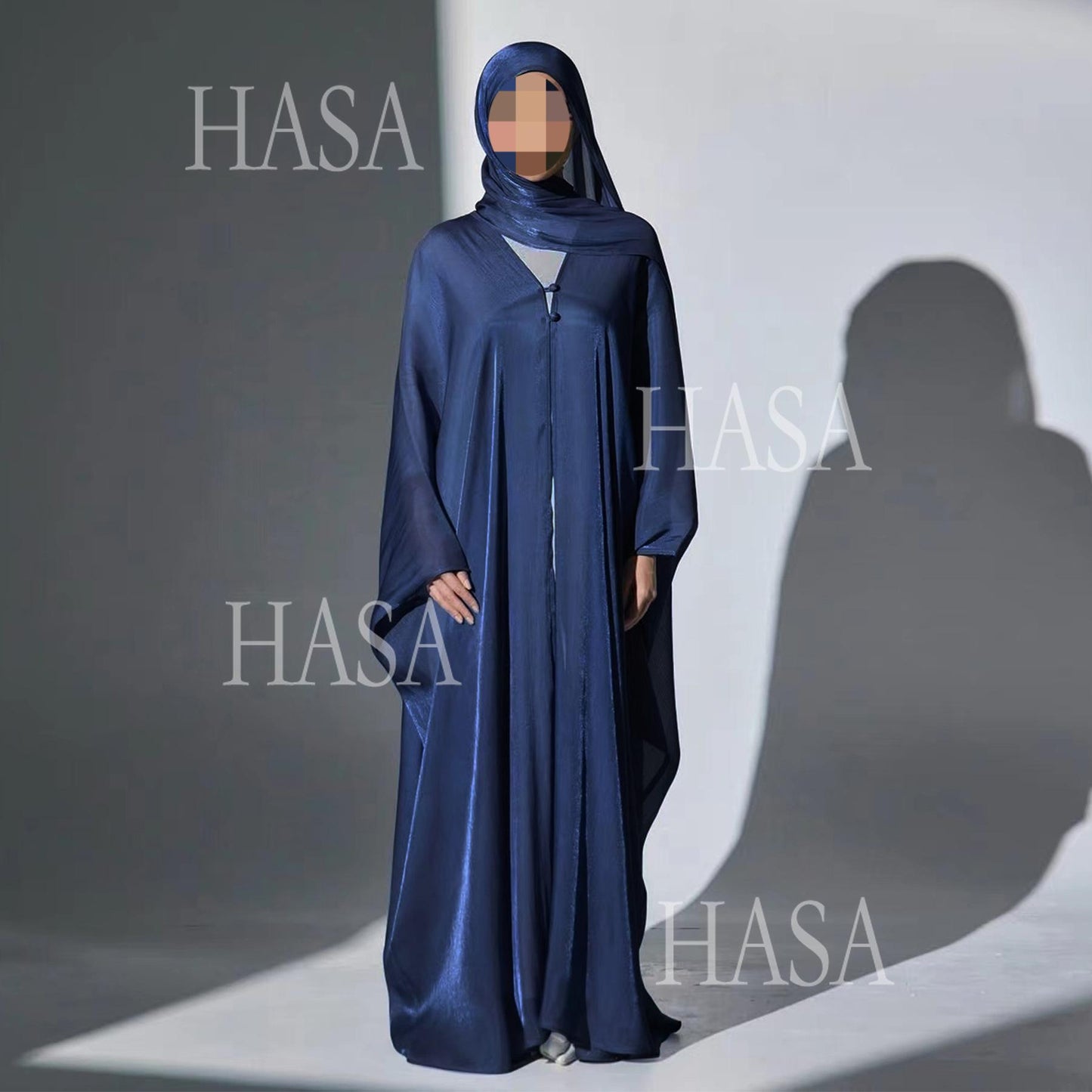 HS6534 Elegant Island Wrinkle Texture Solid Color Cardigan Robe