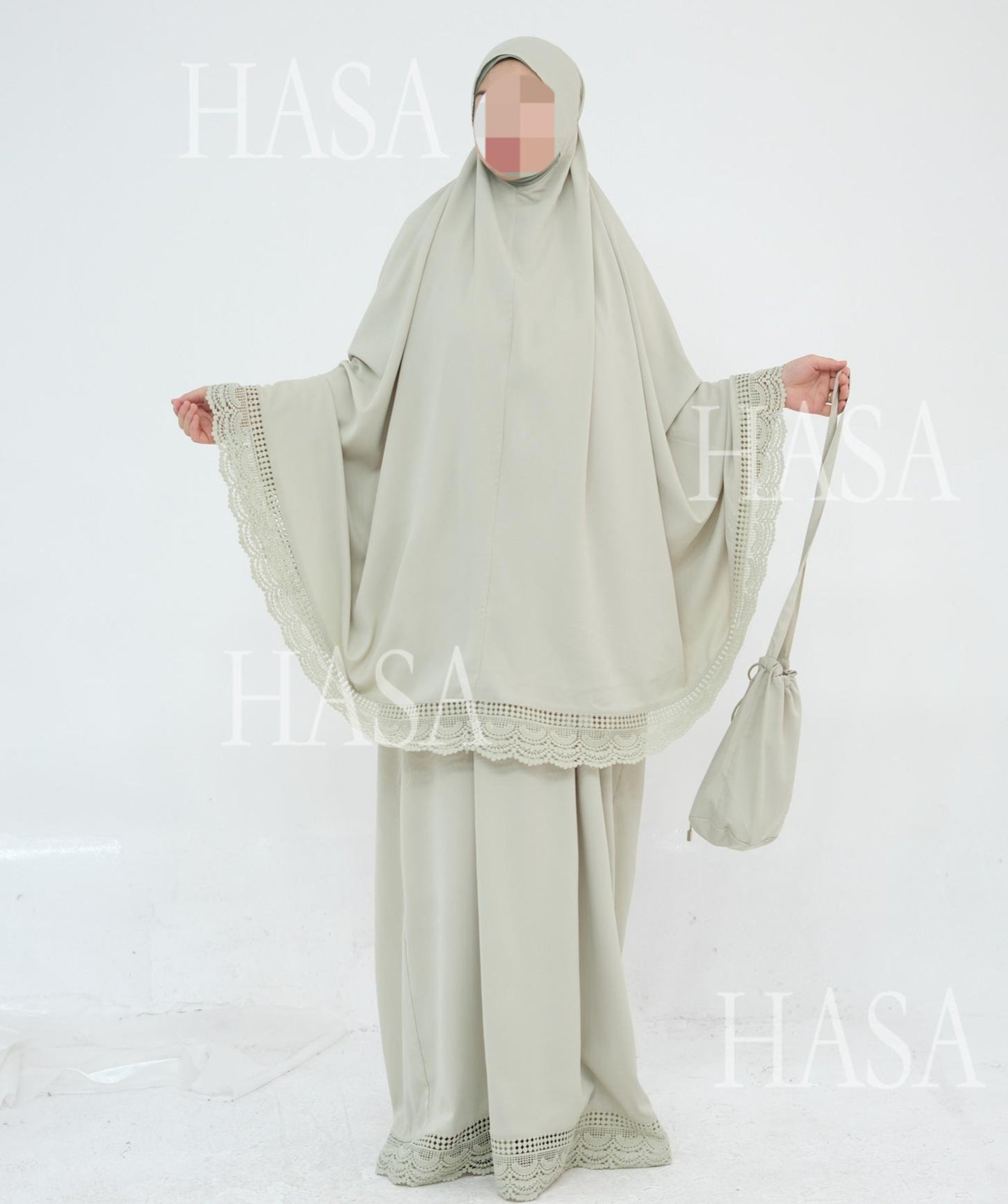 HS6615 Lace Prayer 4-Piece Set (Includes Prayer Mat and Storage Bag)