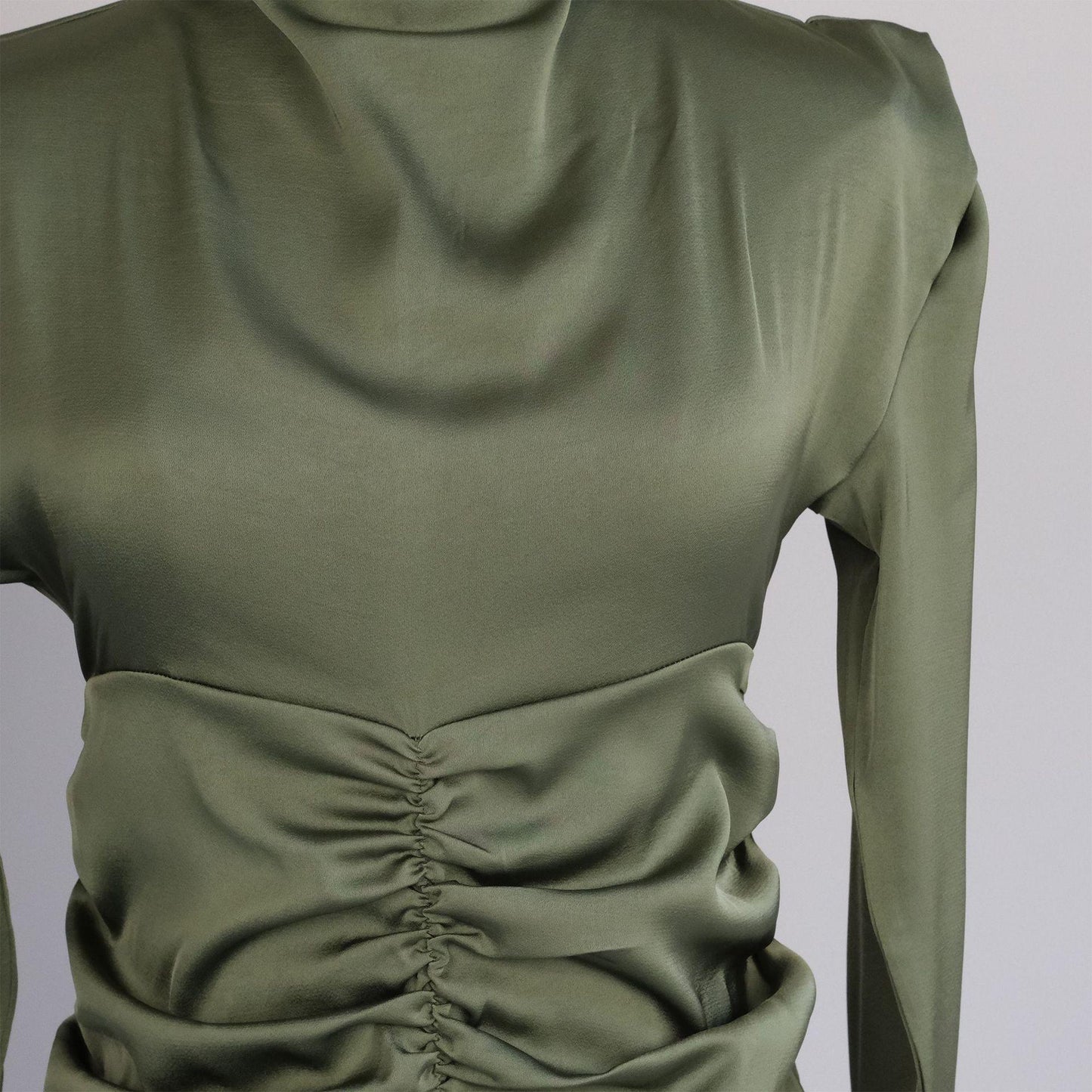 Robe de chambre amincissante à col montant de couleur unie HASASERIES HS1020