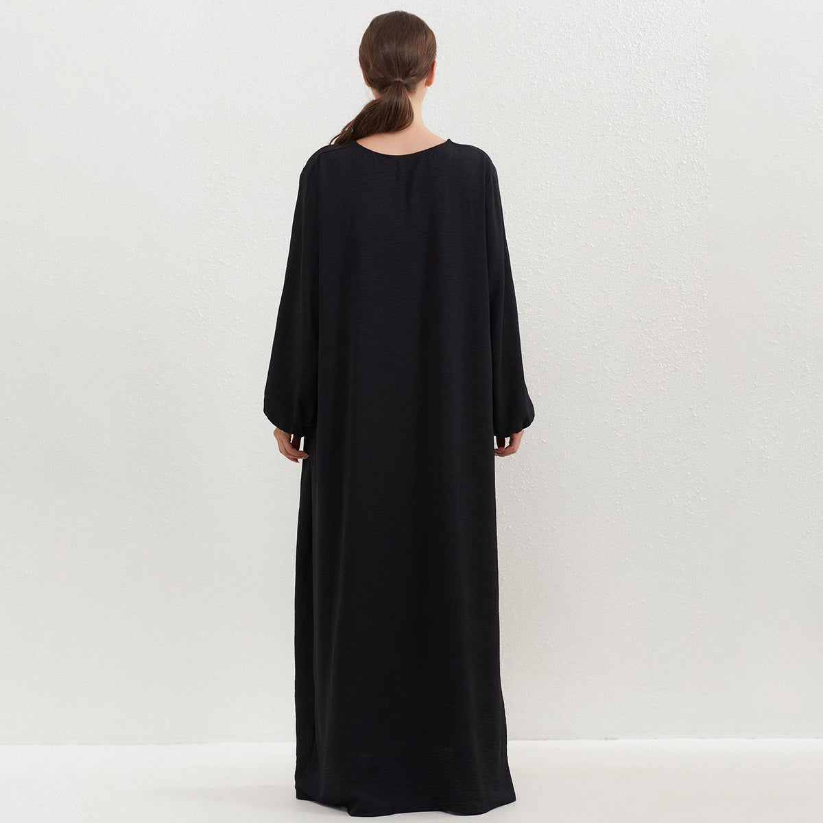 HASA HS0559 Crepe Abaya with Pockets + Layered Khimar Set