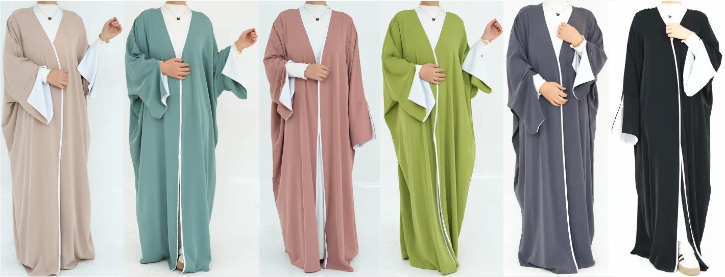 HS5877 The Loose-fitting Robe Has A Lightweight Silhouette That Is Perfect for Any Occasion open abaya outfit