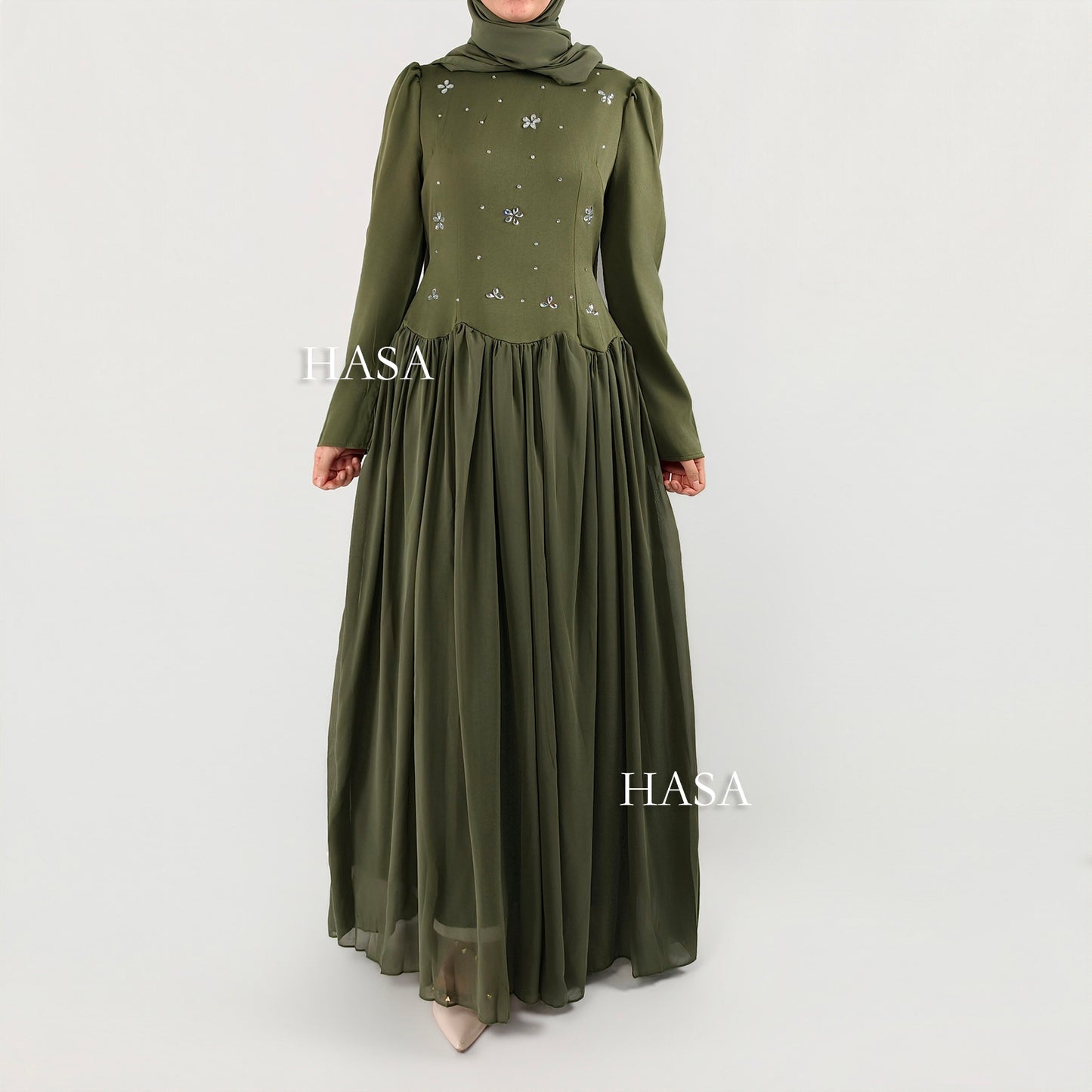 HS6750 Green Maxi Dress for Special Occasions