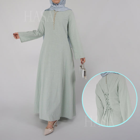 HASA HS5866 Elegant Long Skirt with Tie Waist and Wide Swing Design