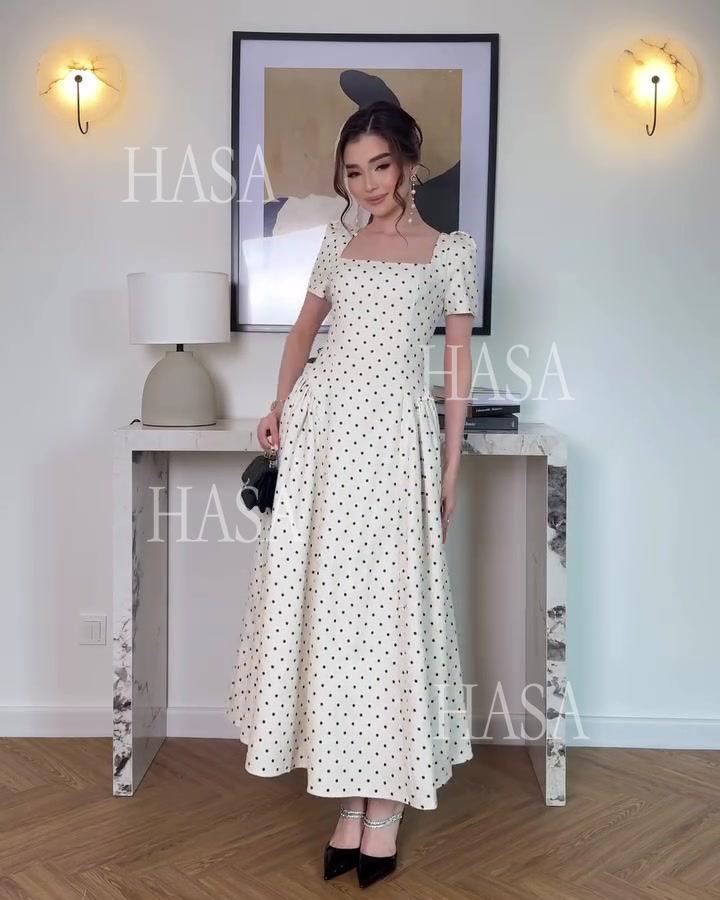 HASA HS6754 Soft Girl Polka Dot Maxi Dress
