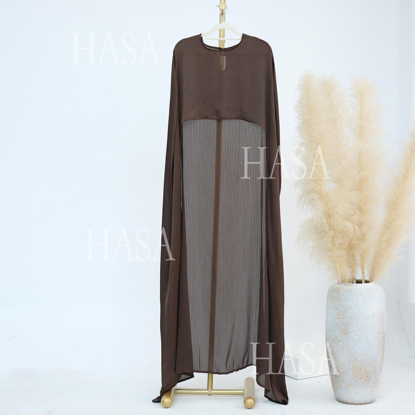 HS5870 Elegant drape two-piece robe dress-Light luxury street style abaya girl