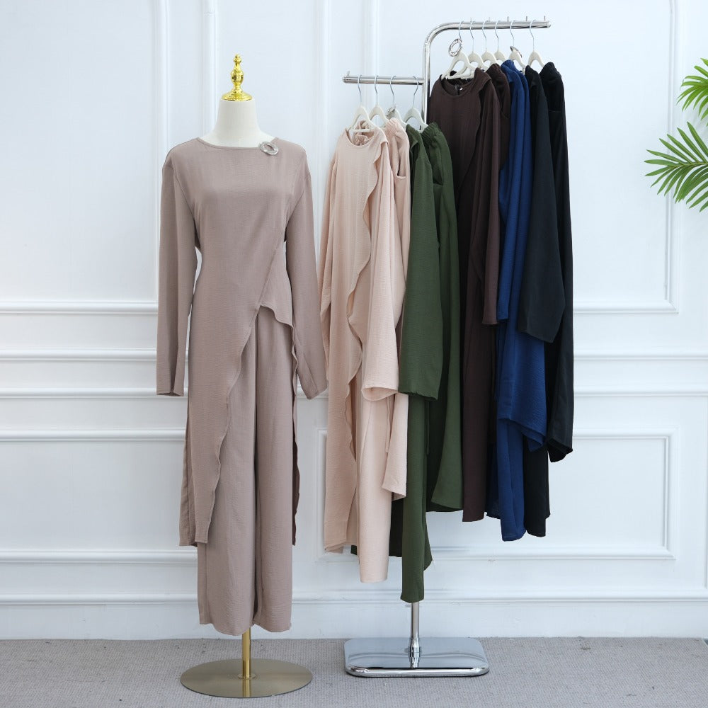HS6605 Stylish asymmetrical two-piece set (with optional headscarf)