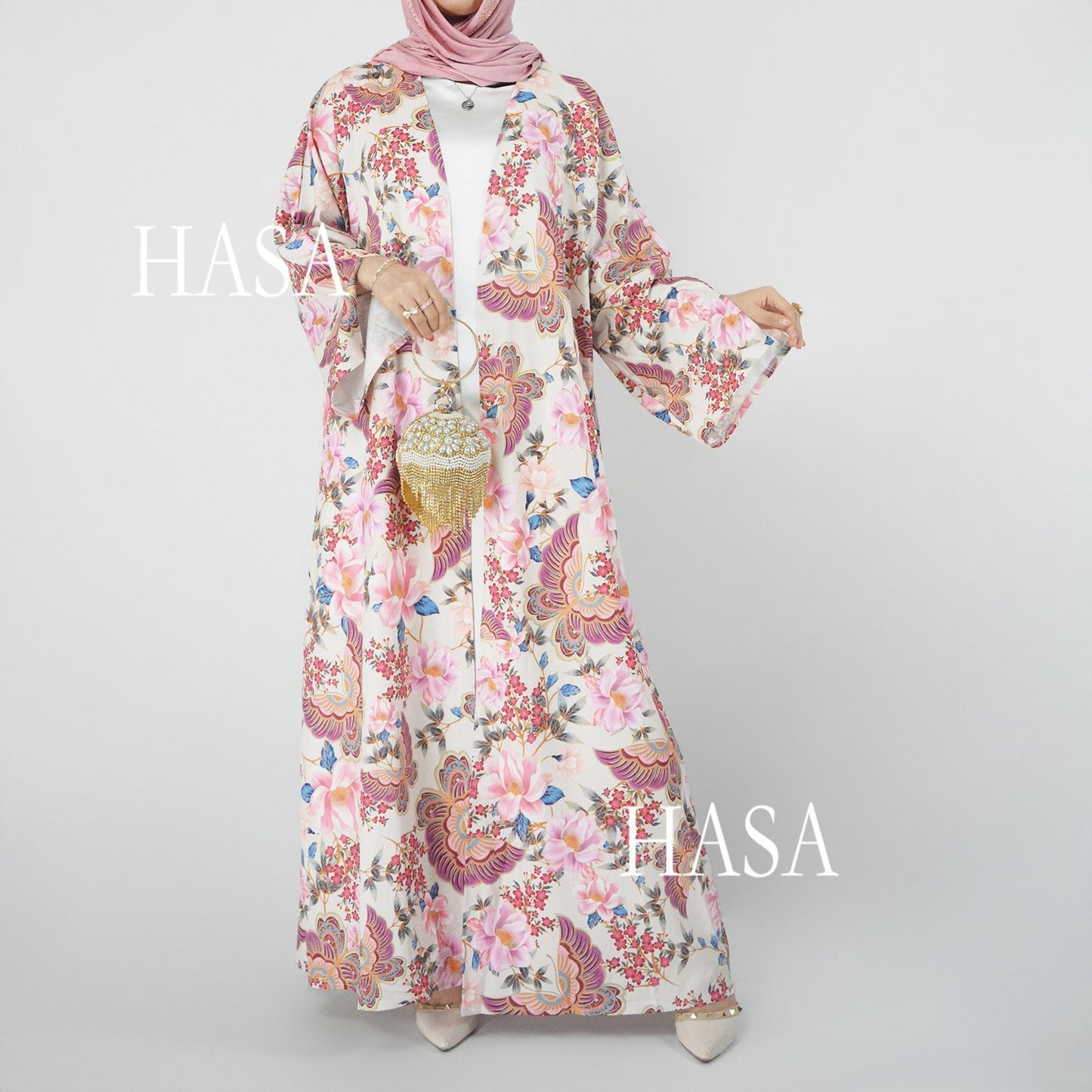 HS6323 Airy Summer Cardigan with Delicate Floral Prints