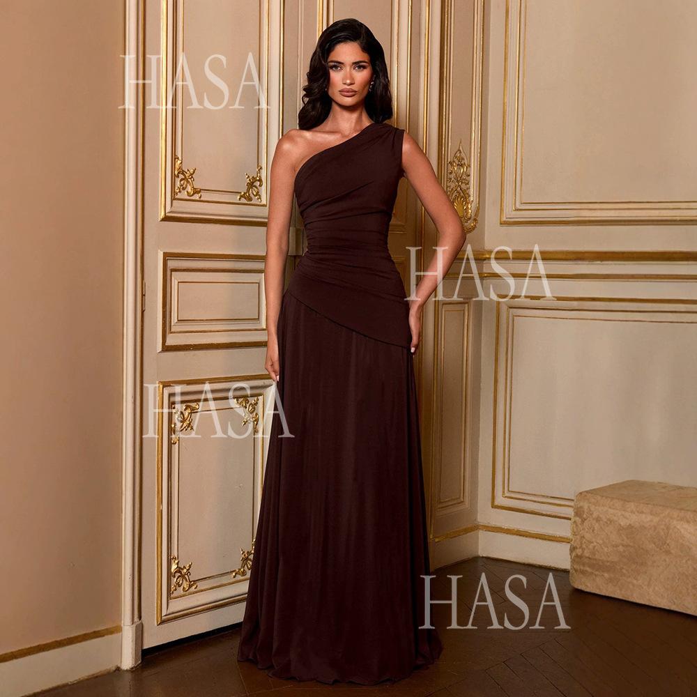HASA HS6765 Elegant Sculpted Fit Maxi Dress