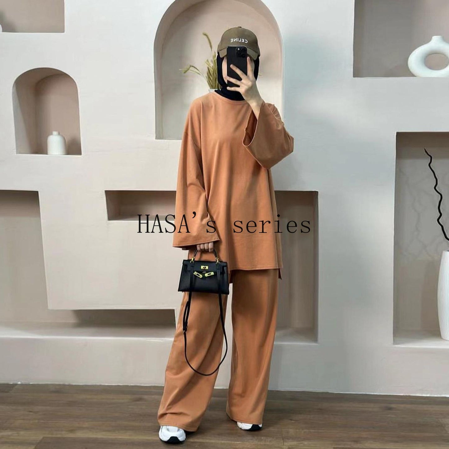 HS5488 Fashionable and Comfortable Loose Two-piece Suit - Simple Solid Color Design two  piece co  ords
