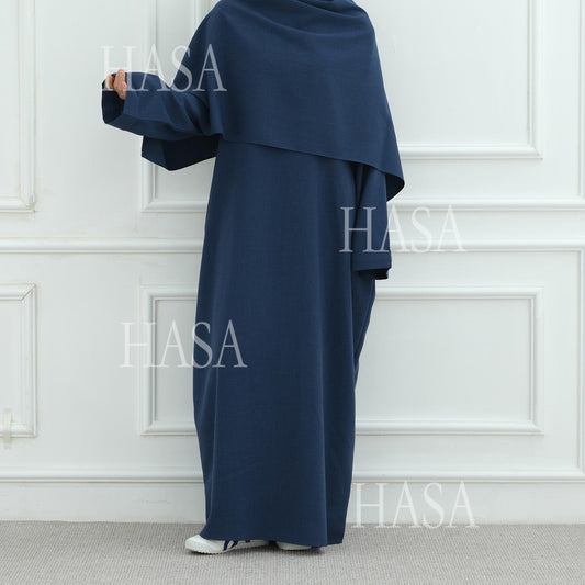 HS6577 Women's Solid Color Two-piece Long Skirt with Shawl Abaya