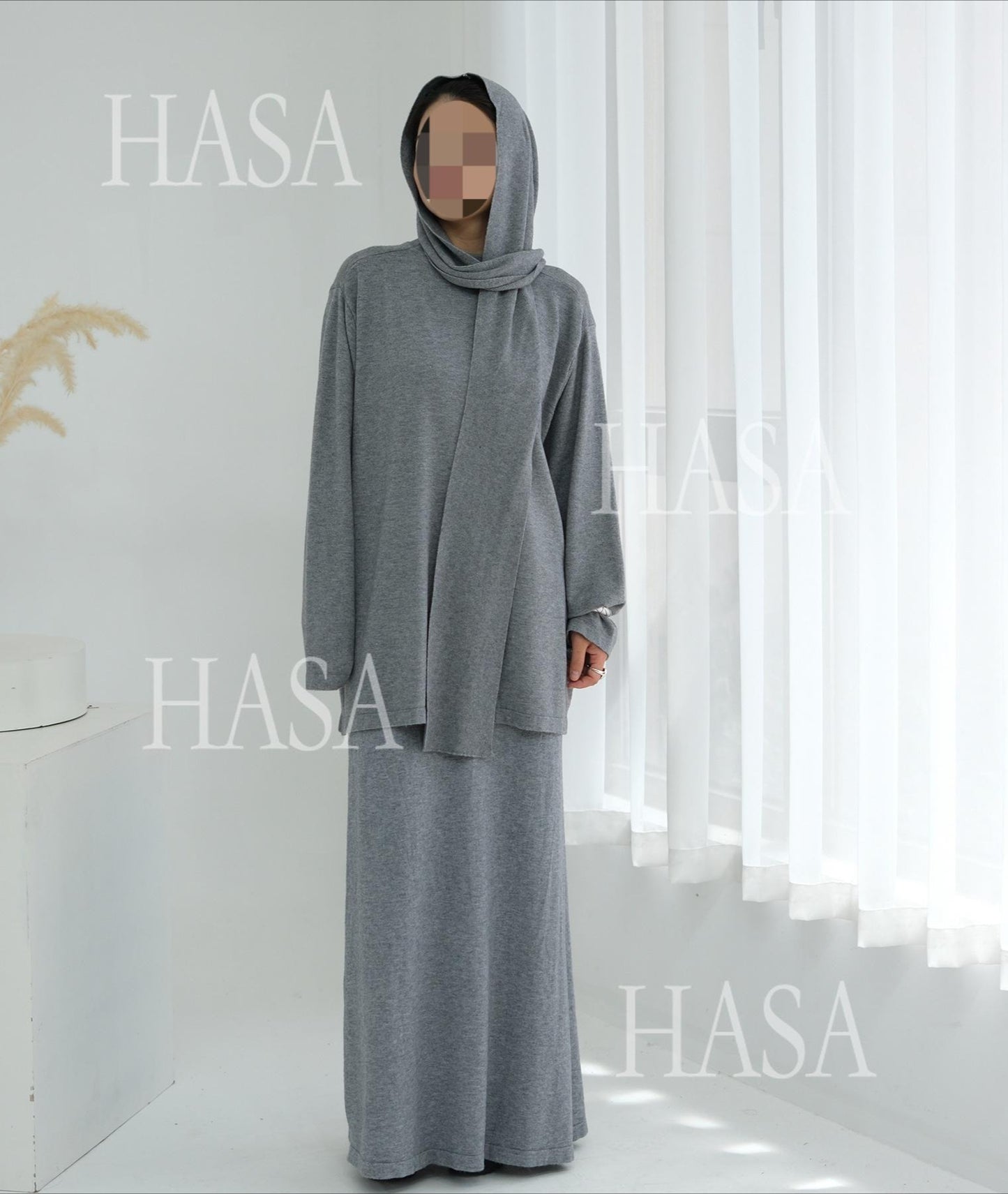 HS6609 Autumn and winter thickened knitted two-piece suit (excluding headscarf)