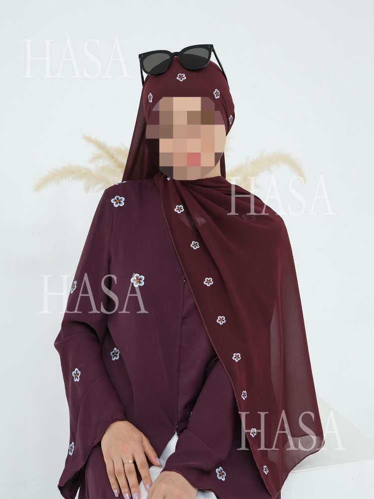 HS6612 All-over Embroidered Cardigan Two-piece Set