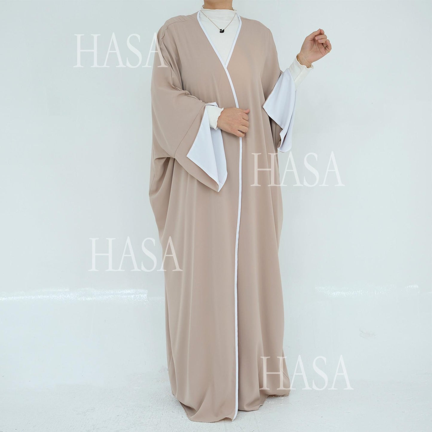 HS5877 The Loose-fitting Robe Has A Lightweight Silhouette That Is Perfect for Any Occasion open abaya outfit