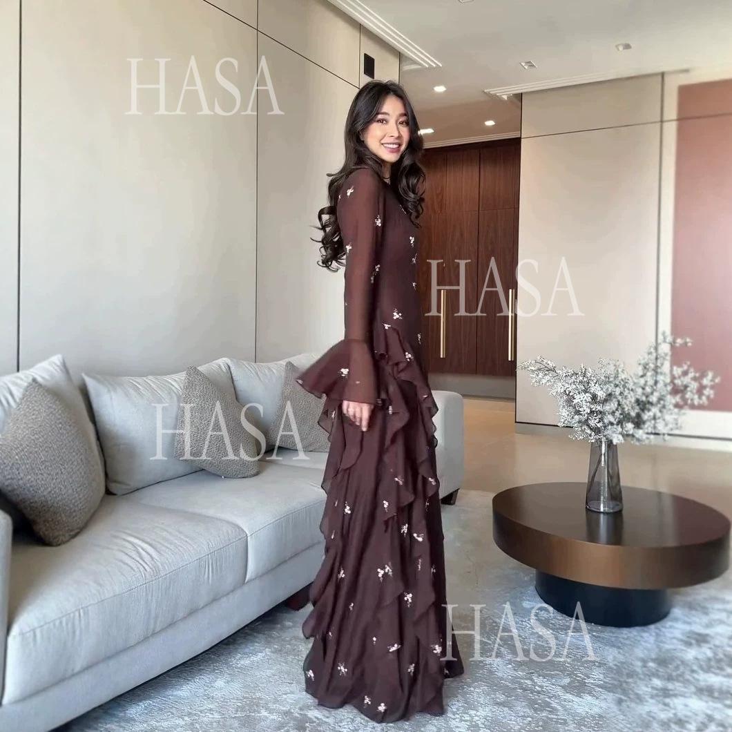 HASA HS6755 Soft Glam Layered Formal Dress