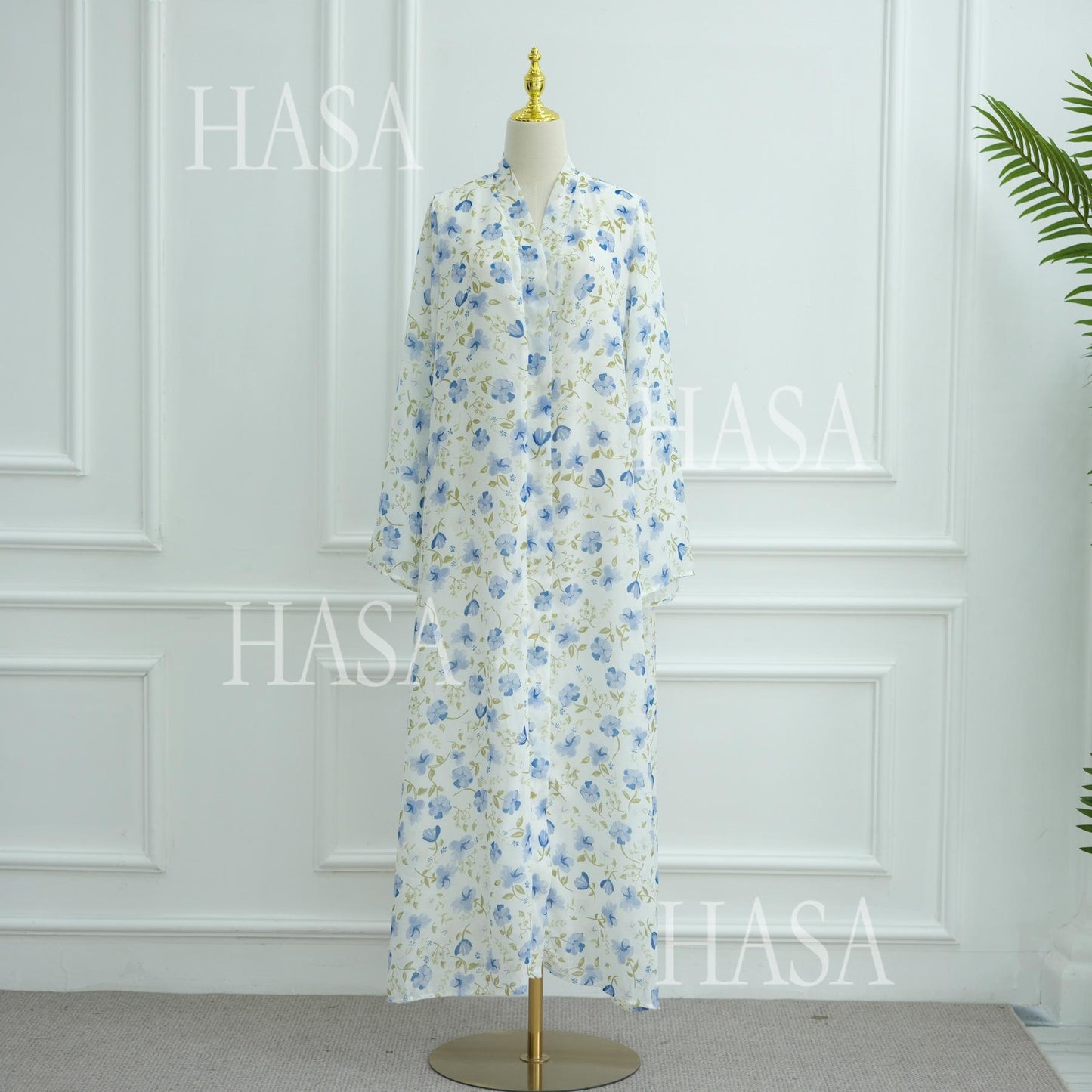 HS6515 Summer Printed Chiffon Jacket and Headscarf Two-Piece Set