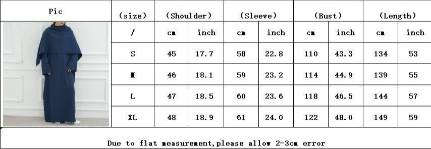 HS6577 Women's Solid Color Two-piece Long Skirt with Shawl Abaya