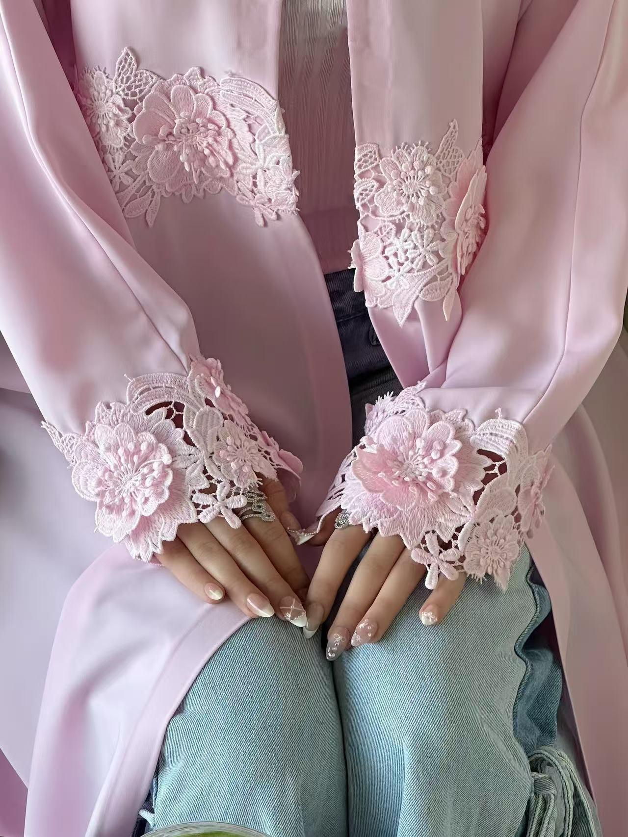 HASA HS6813 Loriya Exquisite Waist Pendulum Lace Long-sleeved Cardigan, Commuting Versatile Cross-border Long-sleeved Outer