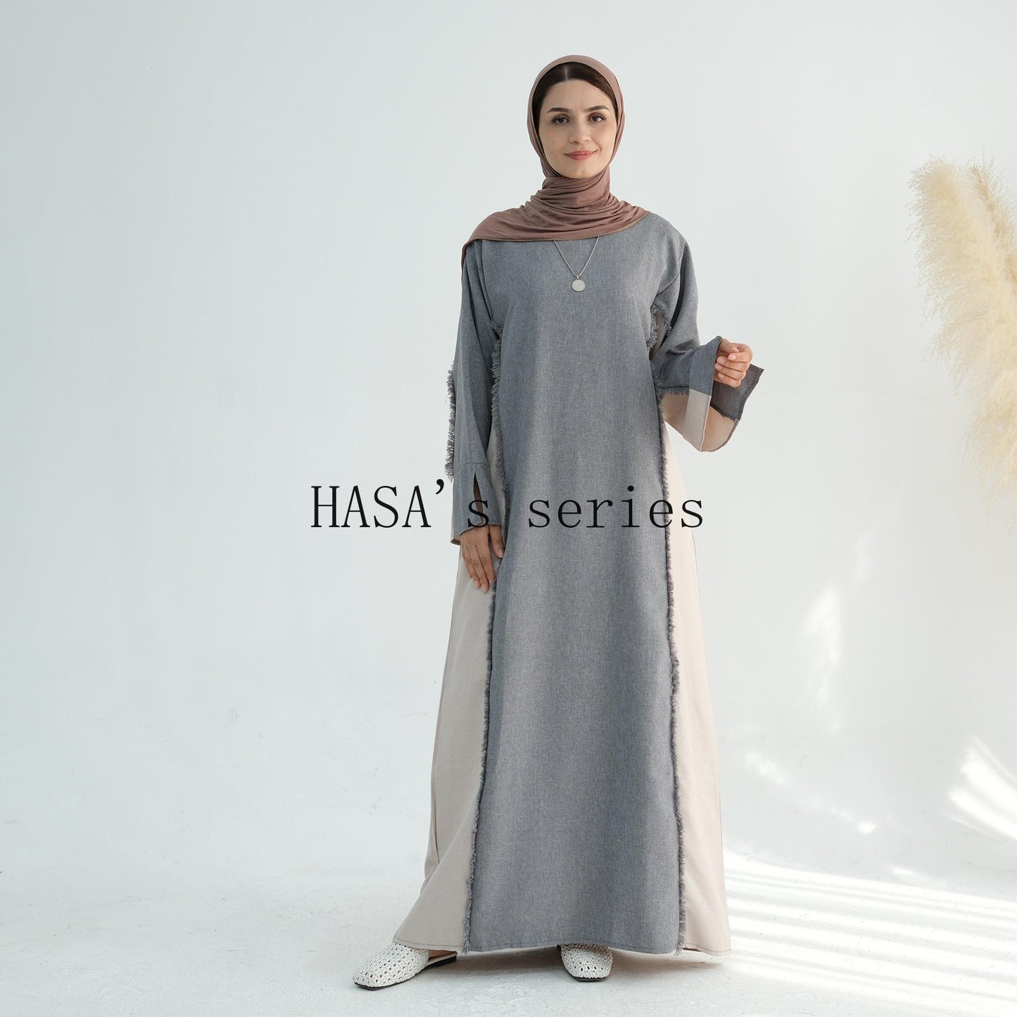 HS5508 Elegant patchwork robe - lightweight and comfortable, showing fashion taste plain casual dress