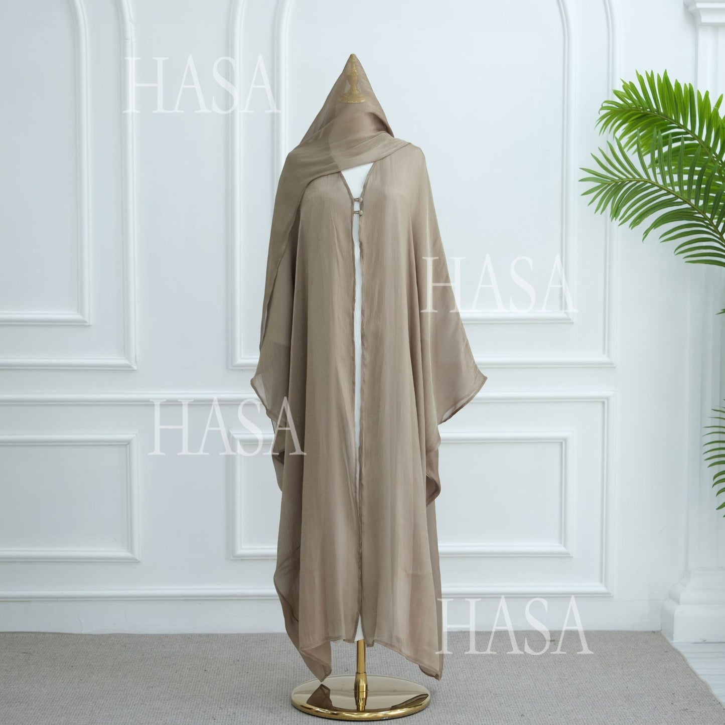HS6534 Elegant Island Wrinkle Texture Solid Color Cardigan Robe