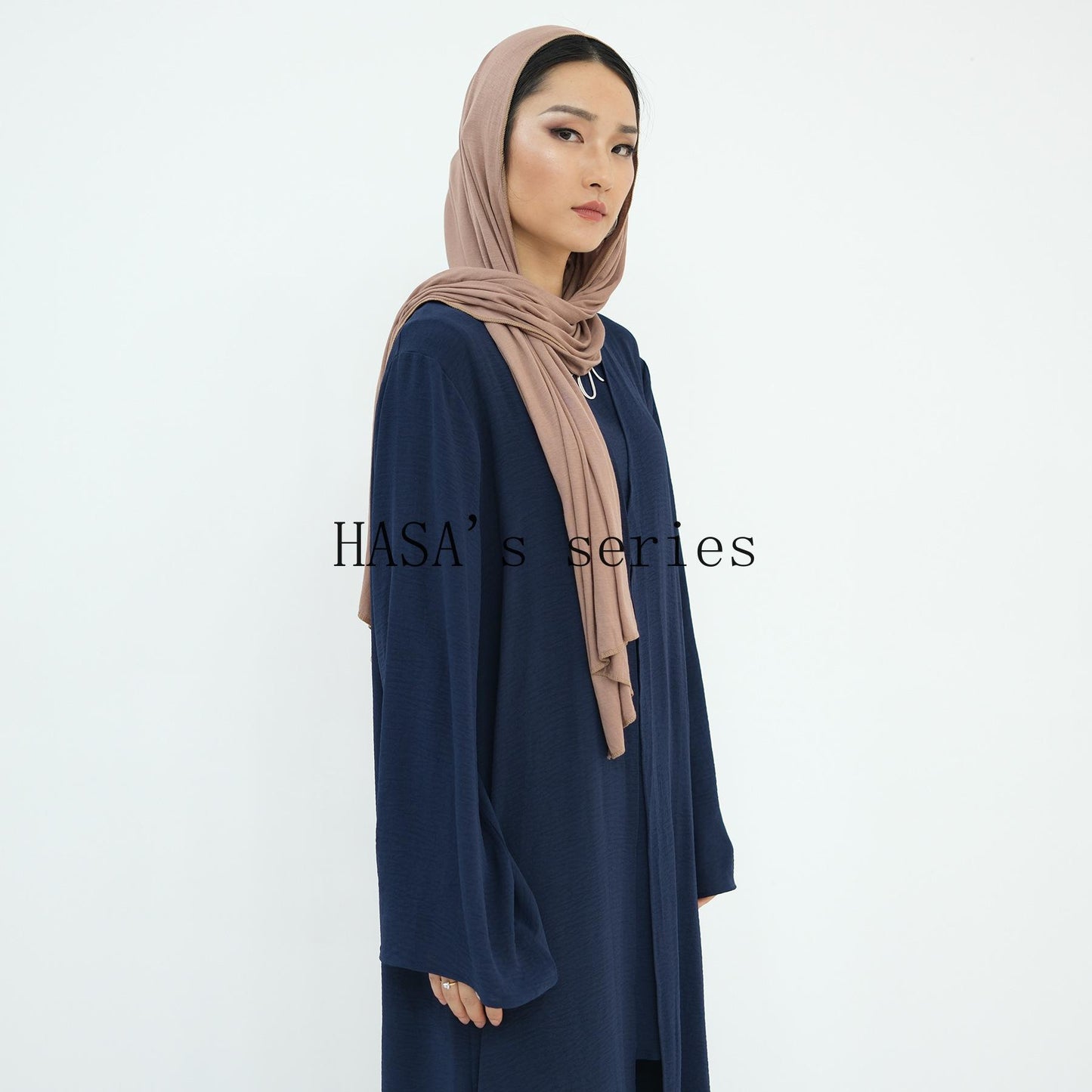 HS5107 Minimalist Style Three-piece Set | Solid Color Long Coat Paired with A Loose Two-piece Suit.