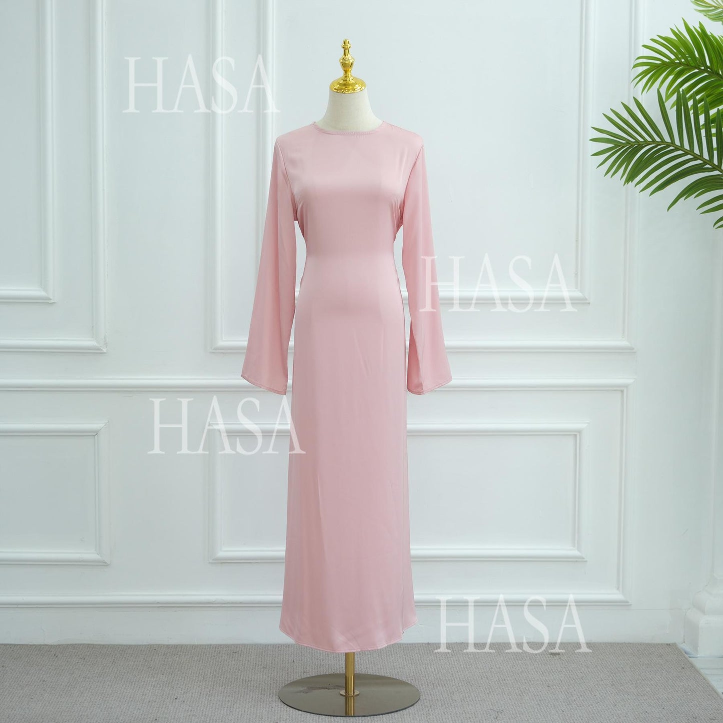 HS6516 Two-piece Maxi Dress with Embroidered Cardigan. Headscarf Not Included.