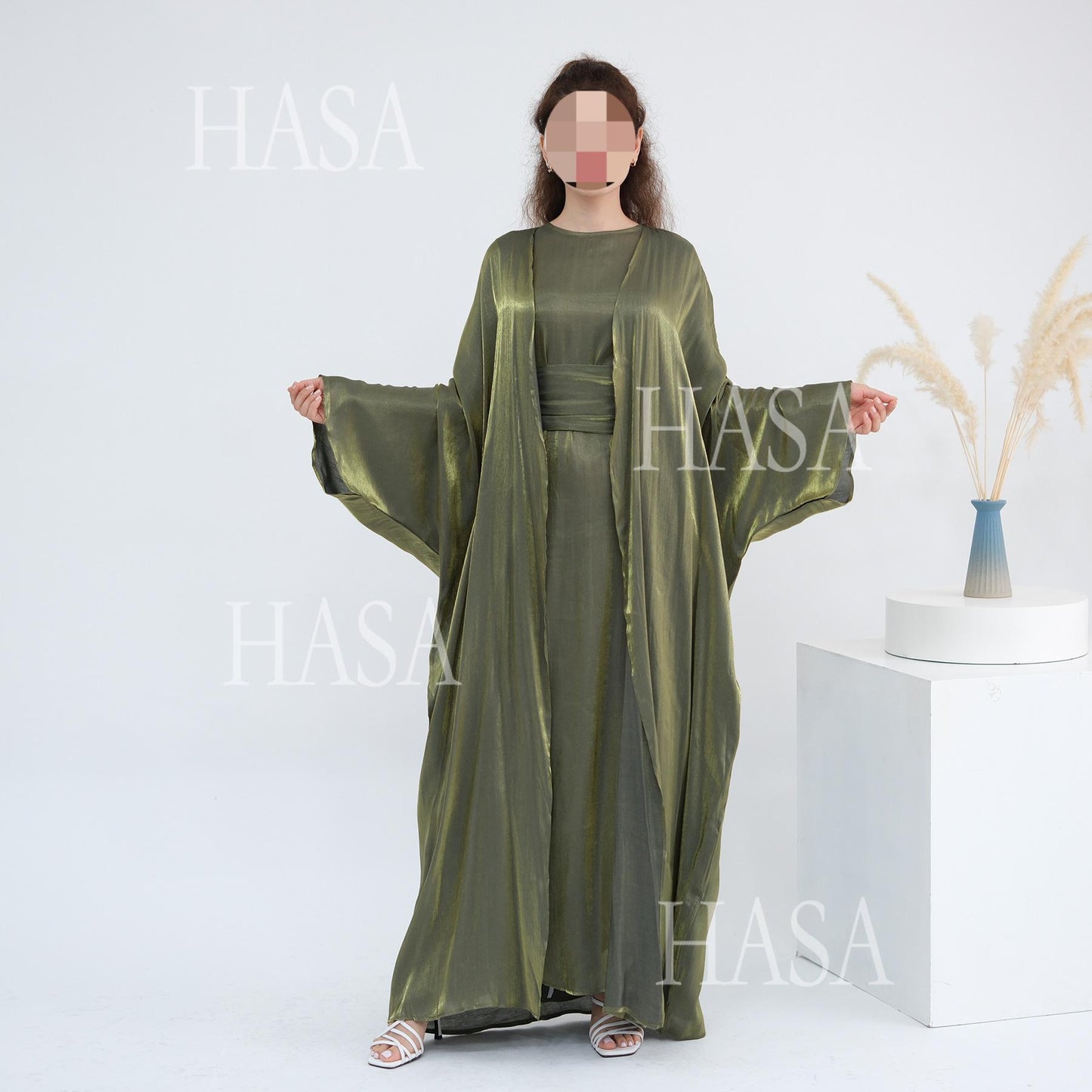 HS6530 Solid color simple two-piece long skirt suit