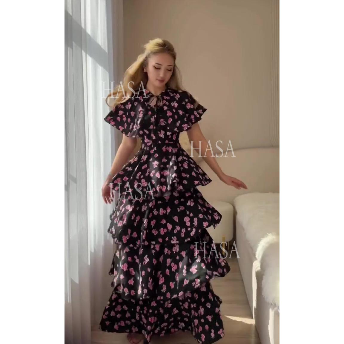 HASA HS6800 Dreamy Ruffle Maxi Dress for Special Days
