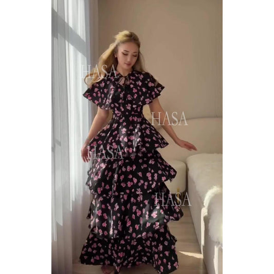 HASA HS6800 Dreamy Ruffle Maxi Dress for Special Days